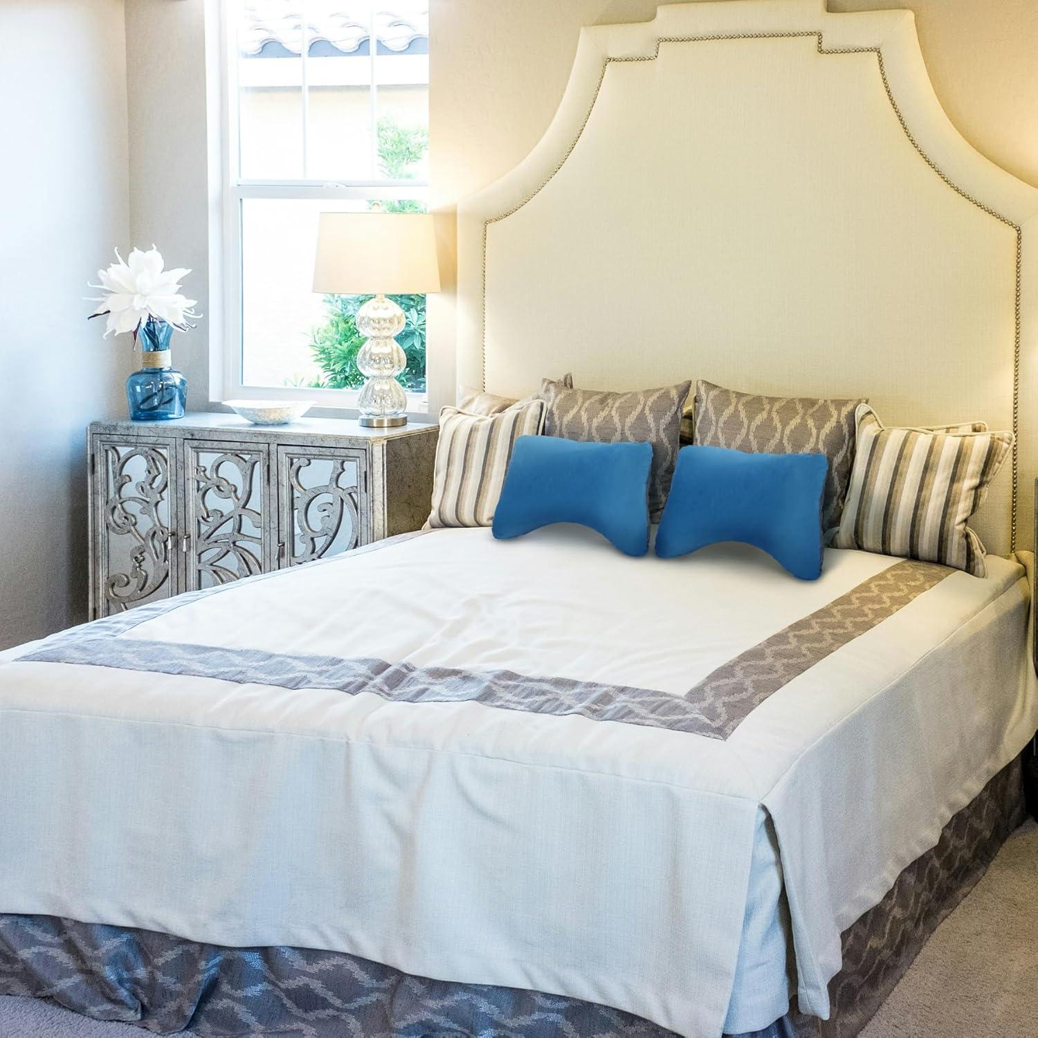 Almohada Viscoelástica REDCAMP para Camping 40x27cm Azul Gris