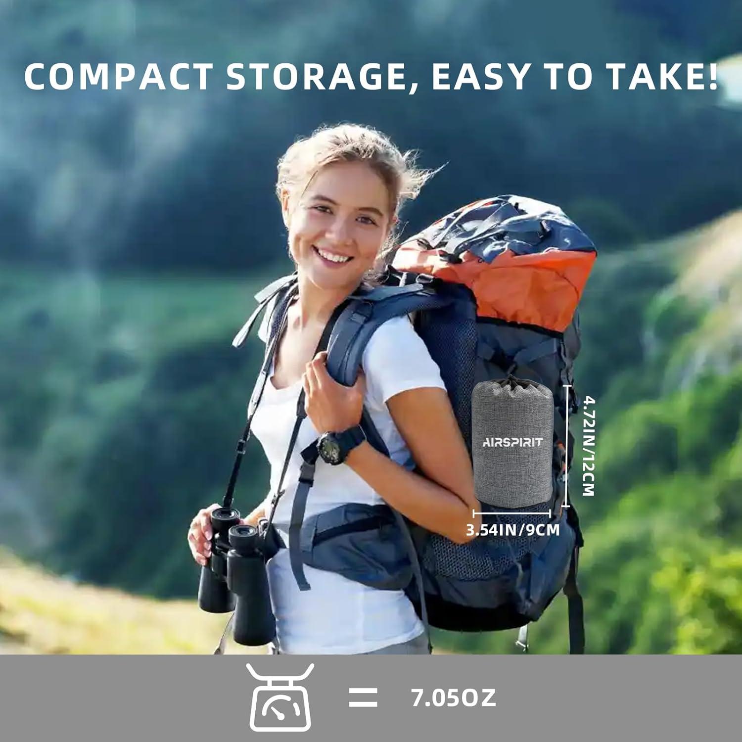 Almohada Inflable AIRSPIRIT 02 BK Negra, Compacta y Lavable