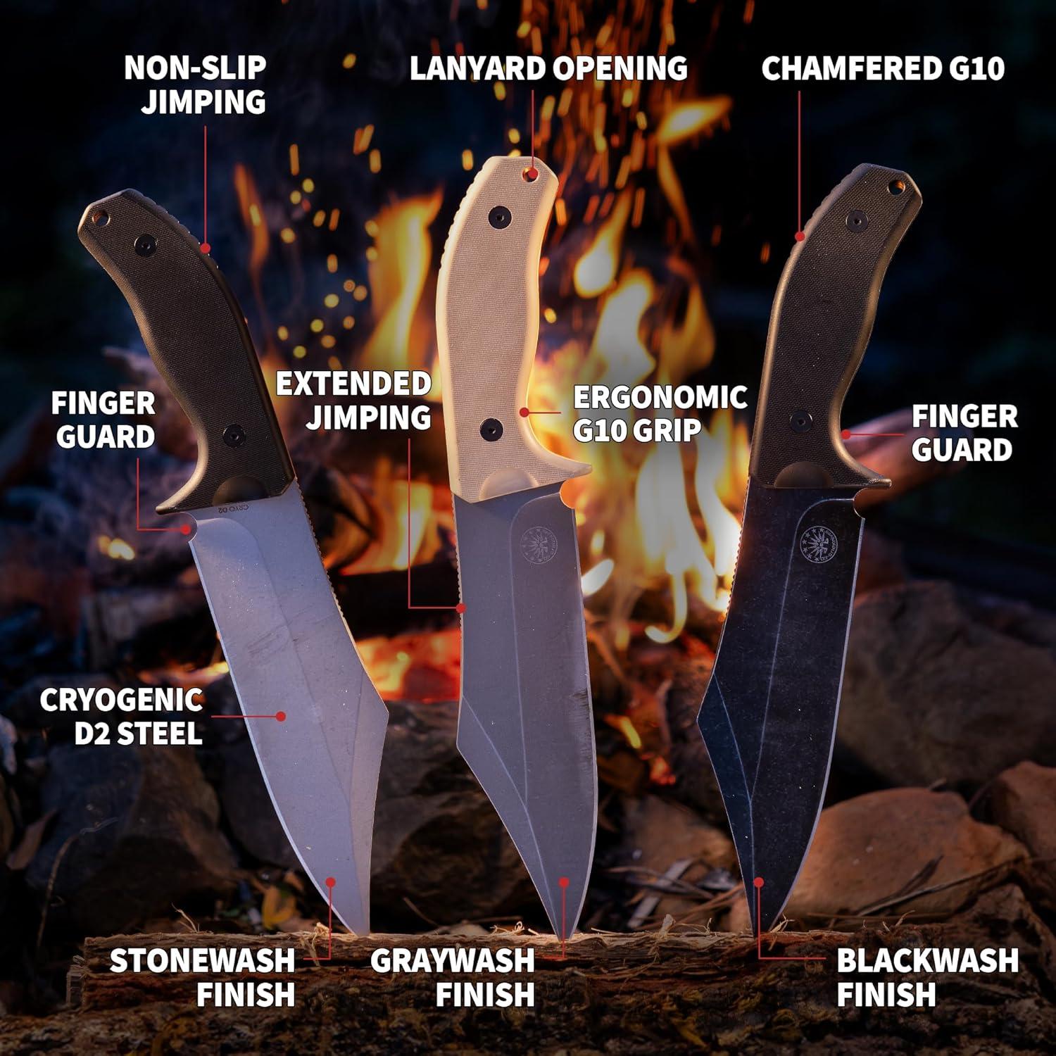 Cuchillo Fijo Bowie Off-Grid Caiman XXL Acero Cryo D2 17.78 cm