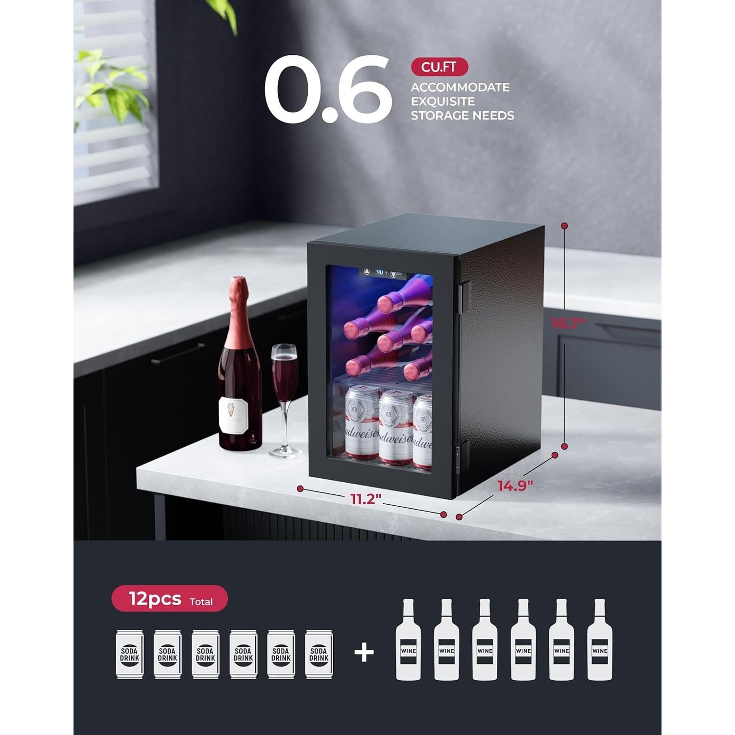 Refrigerador Compacto Icyglee WC-6B 18L para Bebidas y Vino