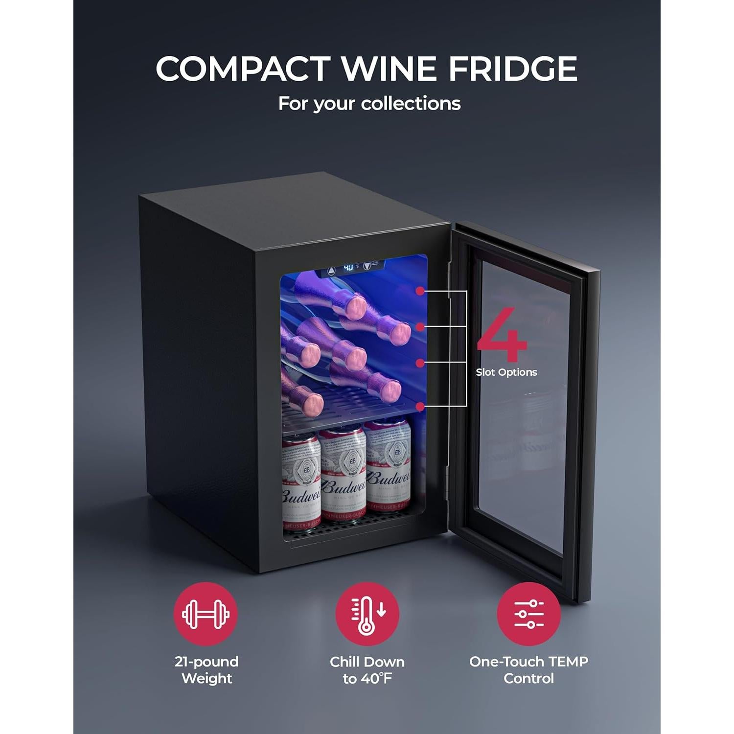 Refrigerador Compacto Icyglee WC-6B 18L para Bebidas y Vino