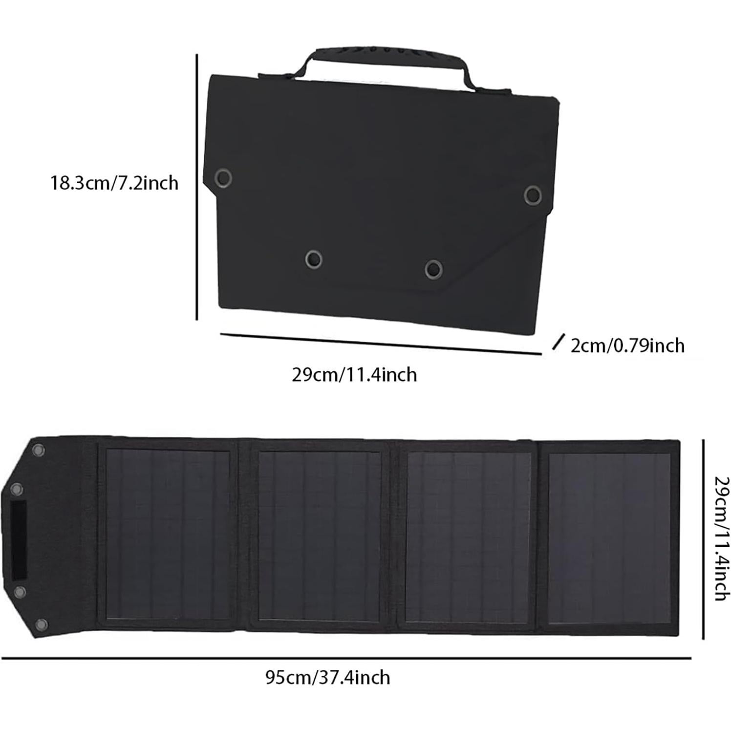 Portable Solar Panel 35W Mobile Phone Solar Charger with Dual USB Outputs Waterproof Smartphones Battery Charger Foldable Solar Charging Panel for Camping, Hiking and Outdoor Trip (Black)