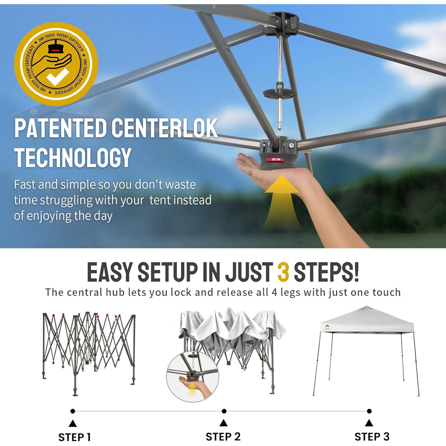 Carpa Plegable 9x9 CROWN SHADES - Montaje Rápido y Resistente