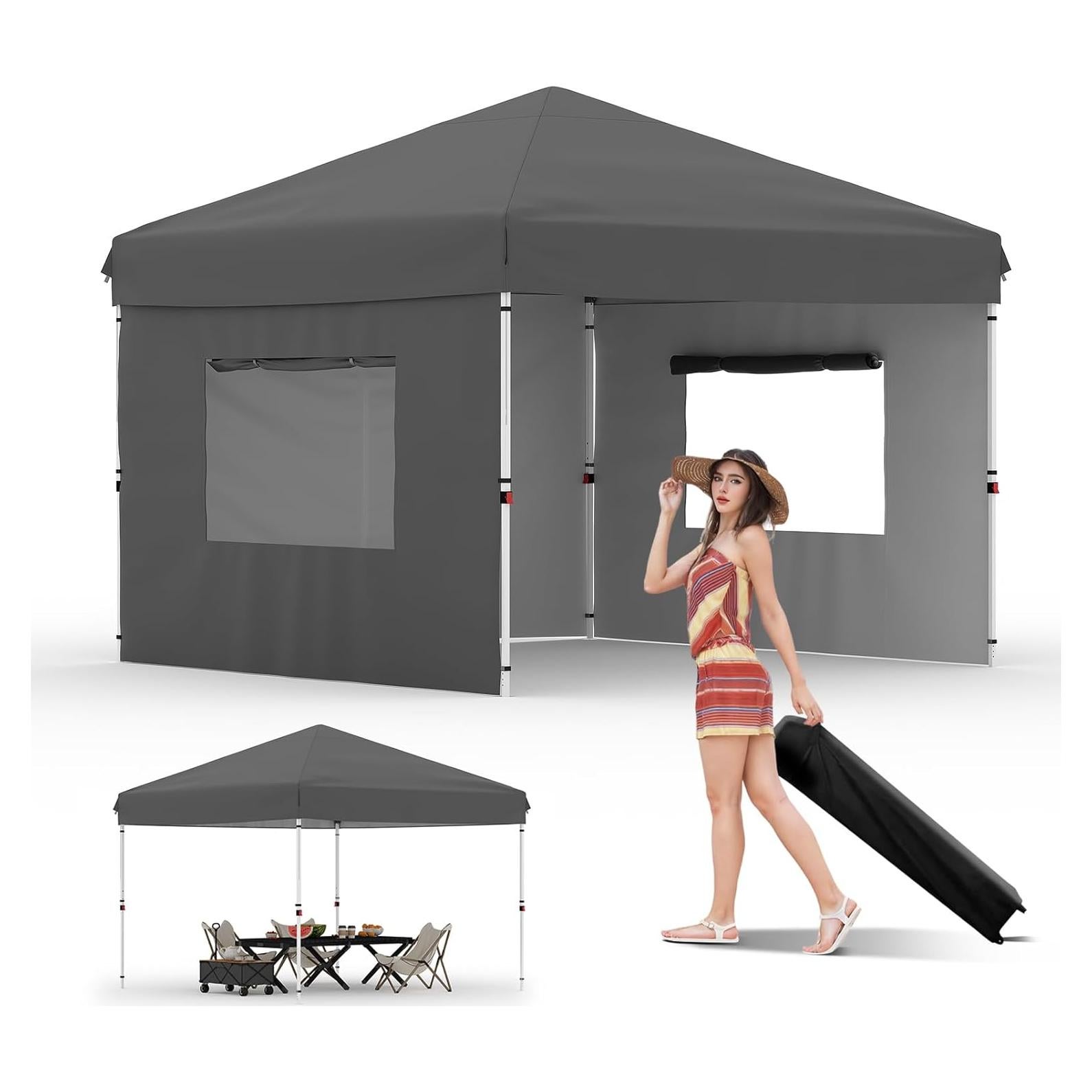 Carpa Pop Up 3.05x3.05m GarveeLife Gris con 3 Paredes Removibles