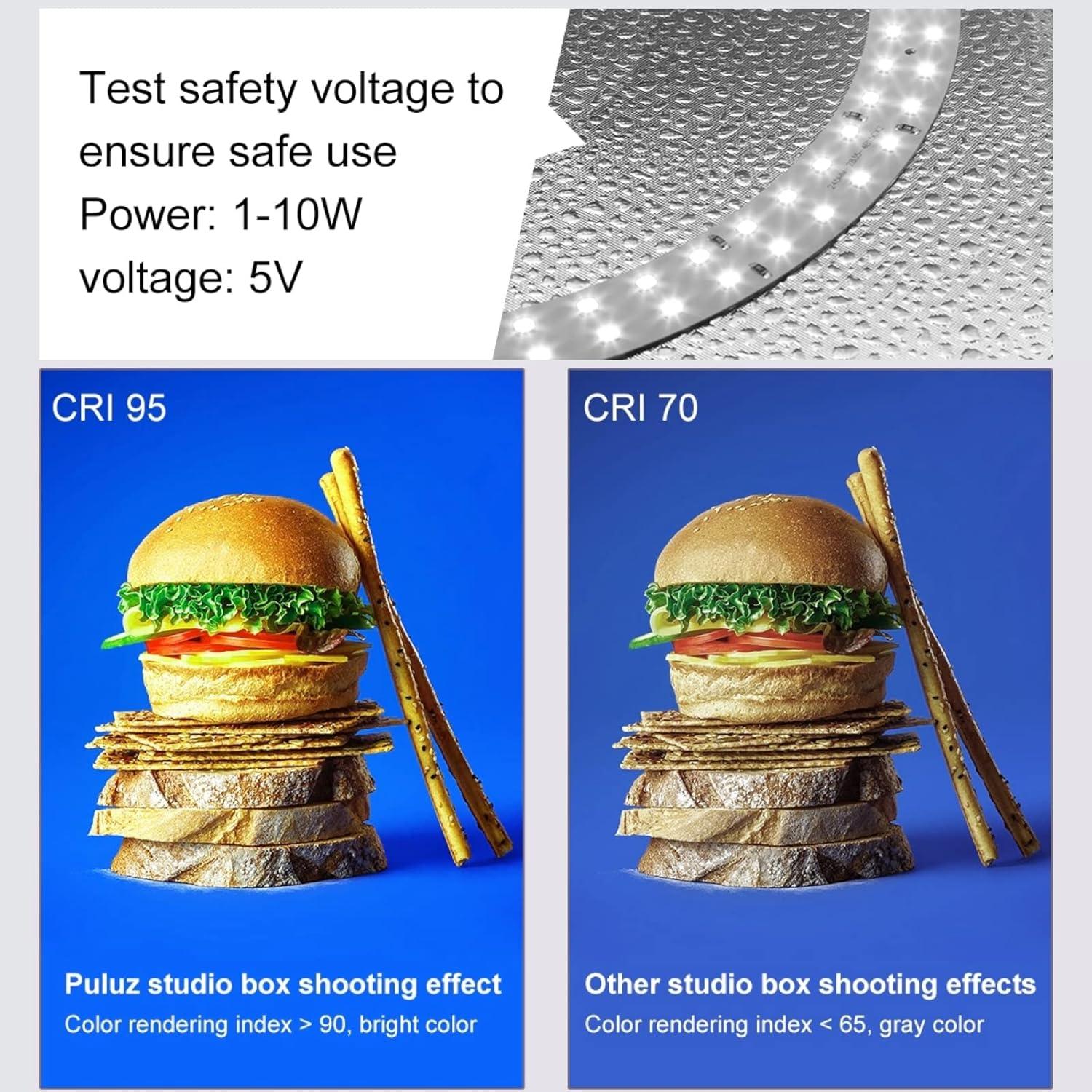 Caja de Luz Fotográfica PULUZ 25.4x25.4cm con LED y 12 Fondos
