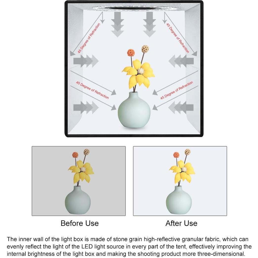Caja de Luz Fotográfica PULUZ 25.4x25.4cm con LED y 12 Fondos