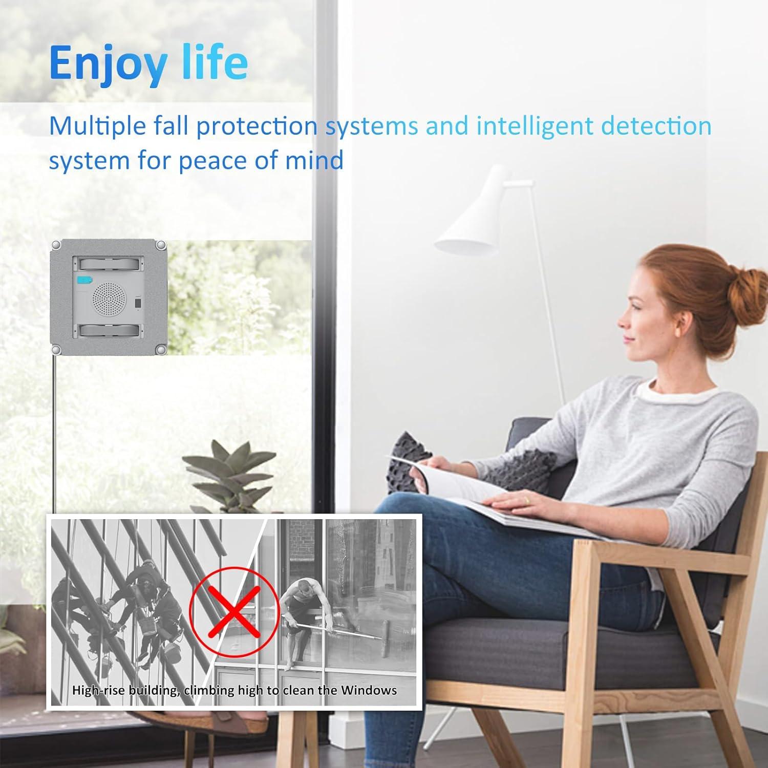 Mamibot W120-DP Robot Window Cleaner,Window Cleaner Robot with 4 Water Spray nozzles,3200 Pa Suction Power,Edge Detection Technology,Multiple Cleaning Modes,Remote/App Control