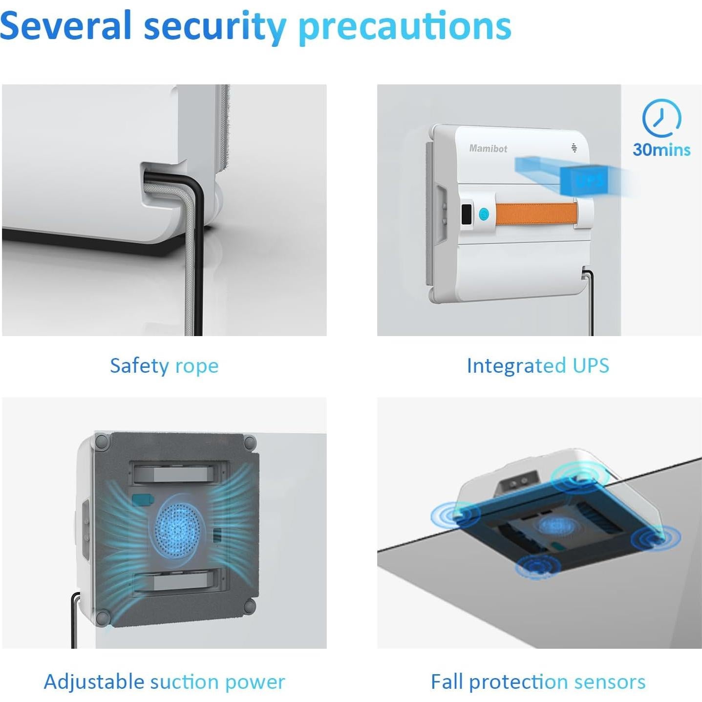 Mamibot W120-DP Robot Window Cleaner,Window Cleaner Robot with 4 Water Spray nozzles,3200 Pa Suction Power,Edge Detection Technology,Multiple Cleaning Modes,Remote/App Control