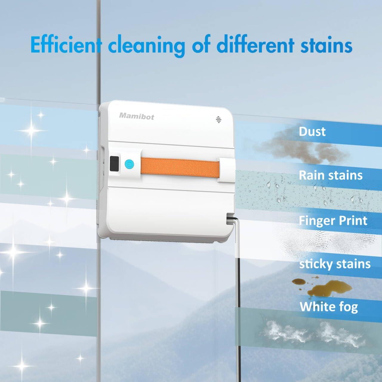 Mamibot W120-DP Robot Window Cleaner,Window Cleaner Robot with 4 Water Spray nozzles,3200 Pa Suction Power,Edge Detection Technology,Multiple Cleaning Modes,Remote/App Control