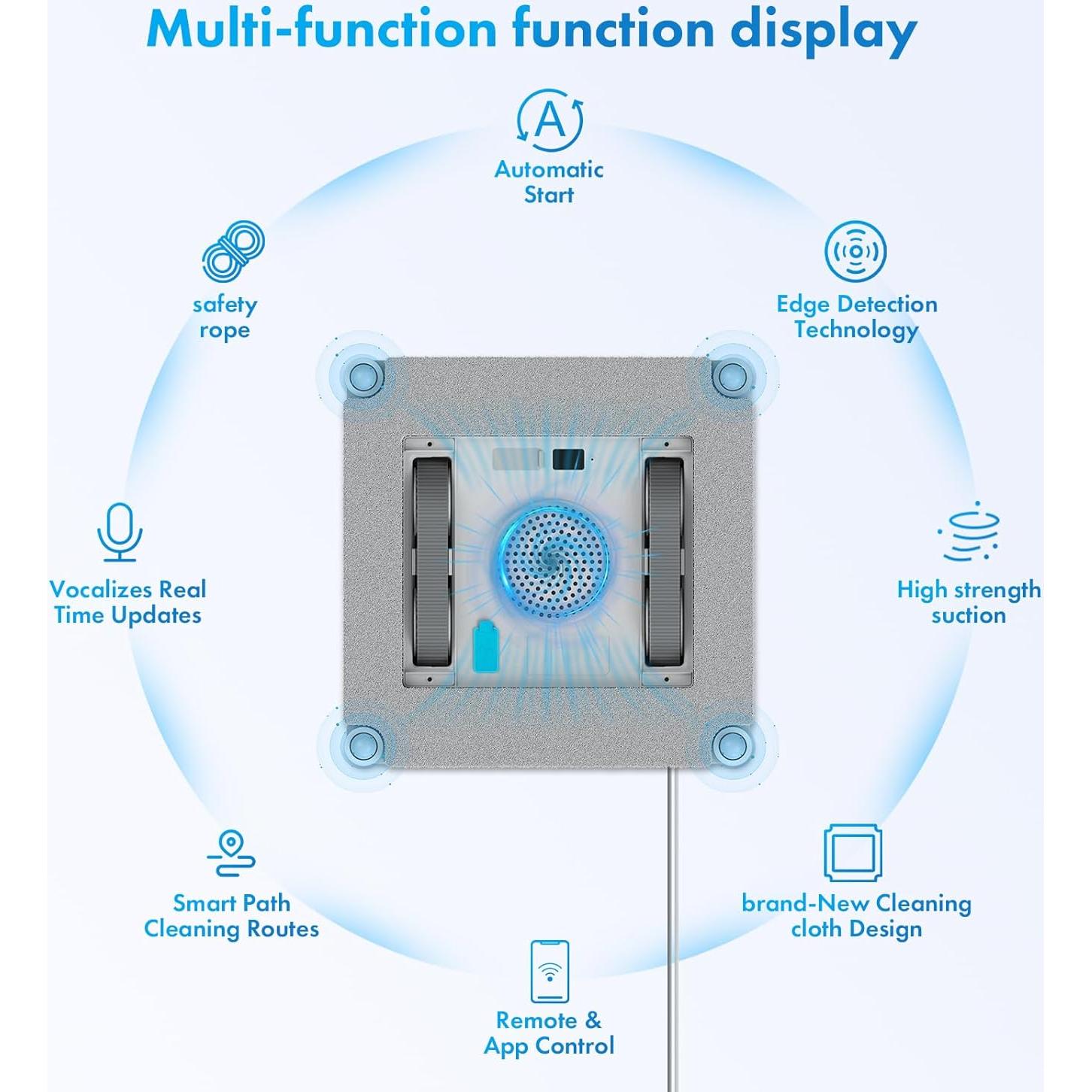 Mamibot W120-DP Robot Window Cleaner,Window Cleaner Robot with 4 Water Spray nozzles,3200 Pa Suction Power,Edge Detection Technology,Multiple Cleaning Modes,Remote/App Control