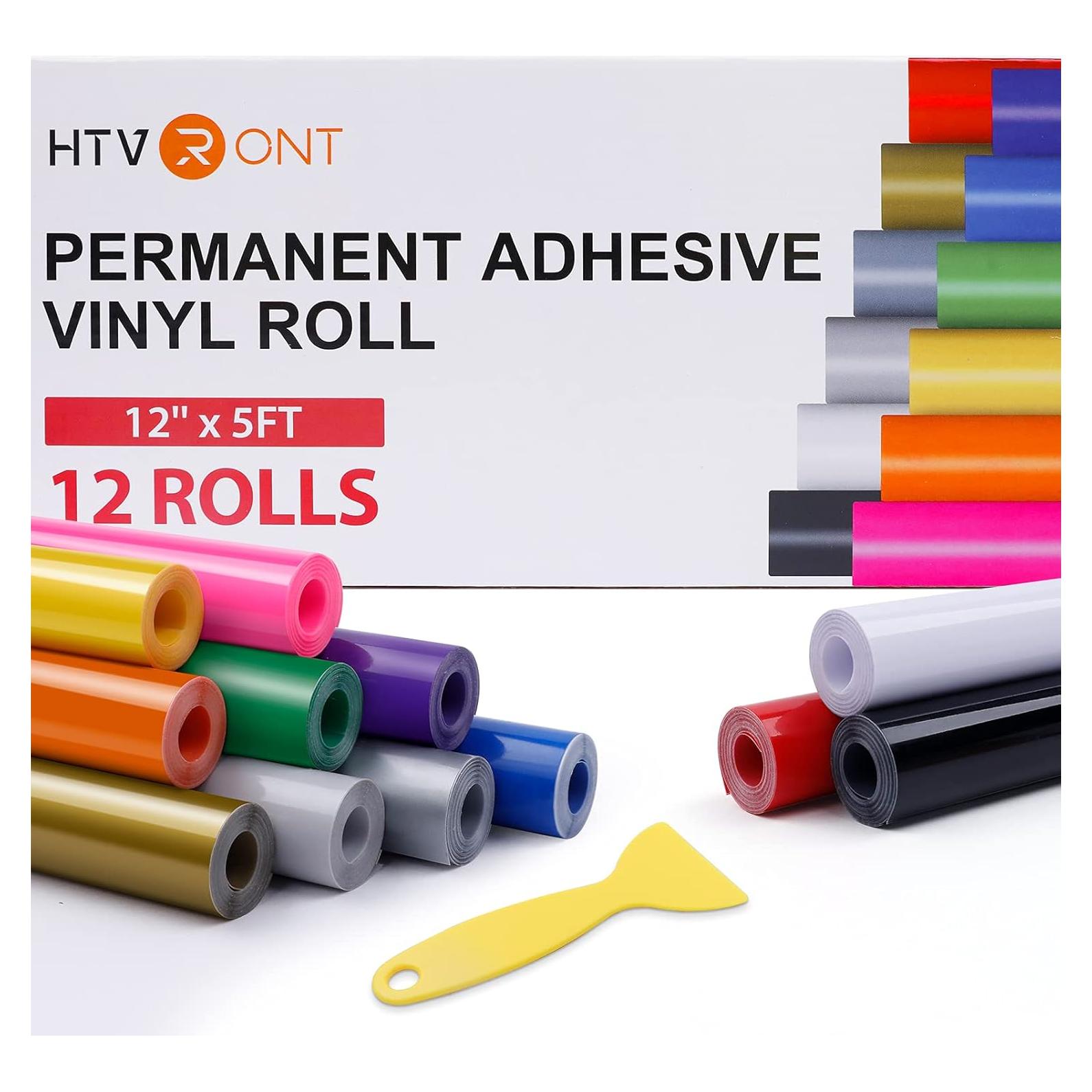 Vinilo Adhesivo Permanente HTVRONT 12 Rollos 30.48x152 cm