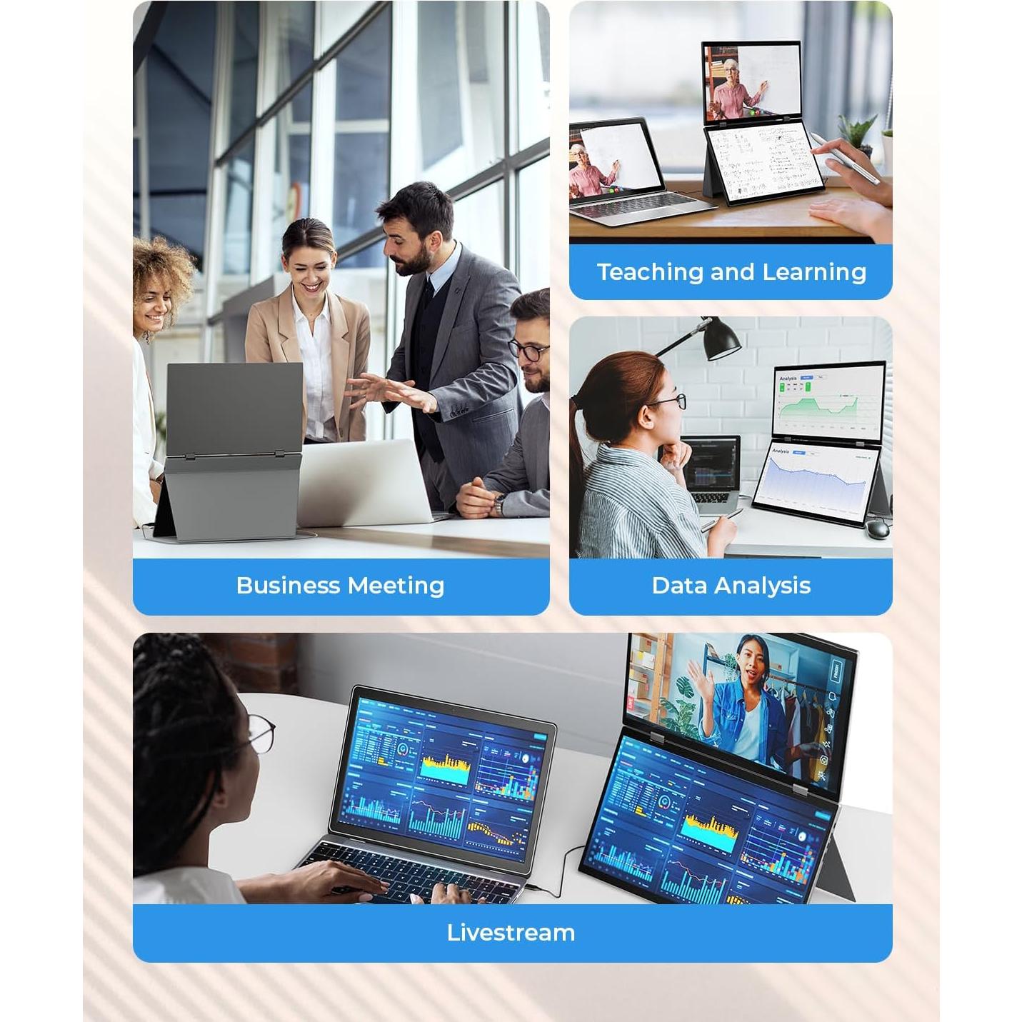 Monitor Doble Portátil YUBWVO 15.6" 2K USB-C Plegable