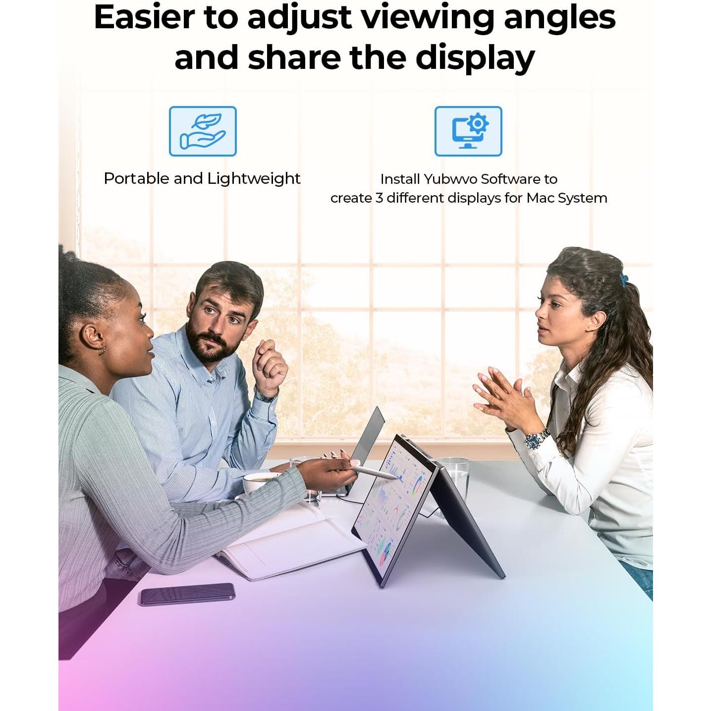 Monitor Doble Portátil YUBWVO 15.6" 2K USB-C Plegable