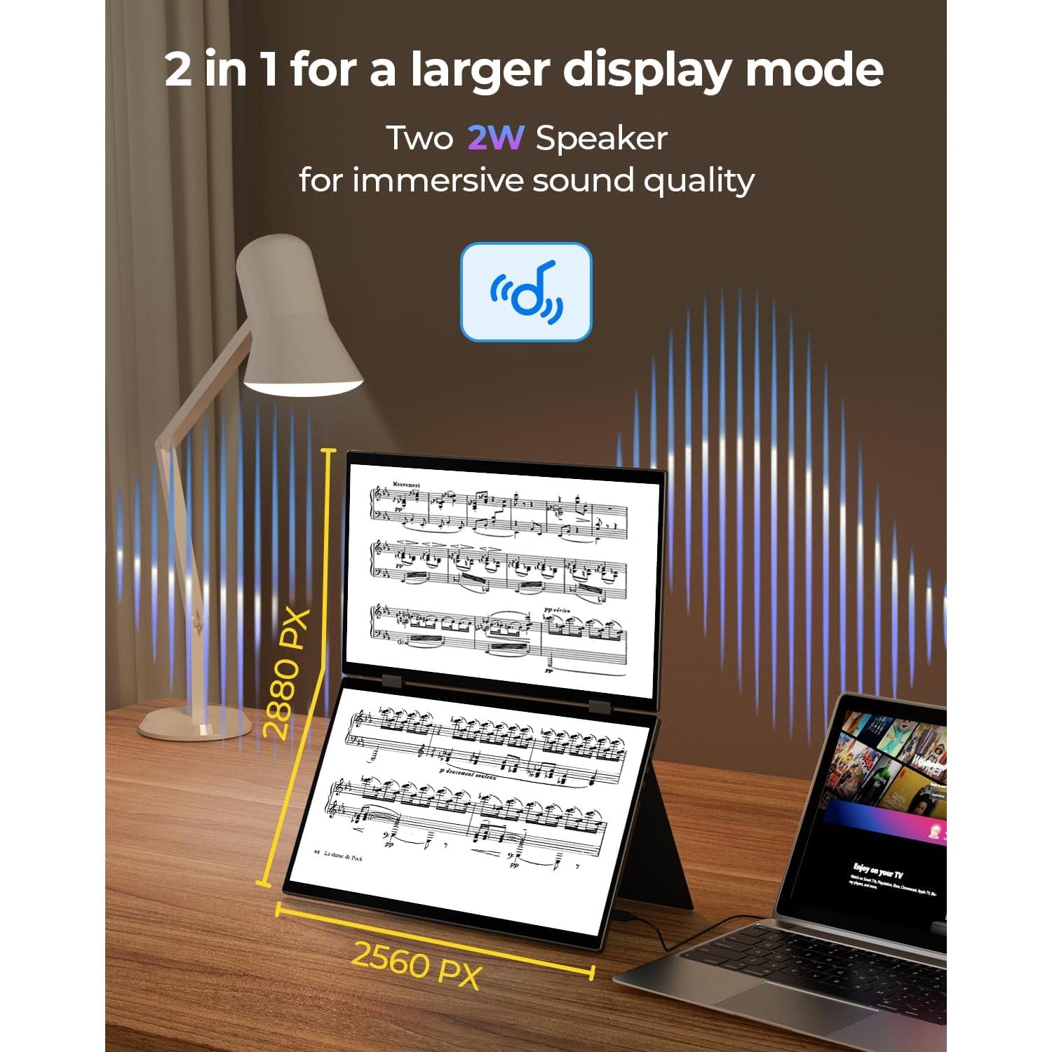 Monitor Doble Portátil YUBWVO 15.6" 2K USB-C Plegable