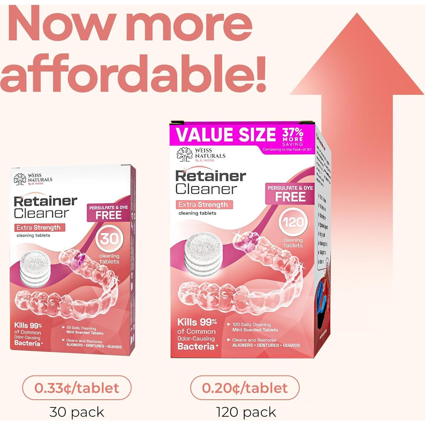 Tabletas de Limpieza Weiss Naturals para Retenedores - 30 Unidades