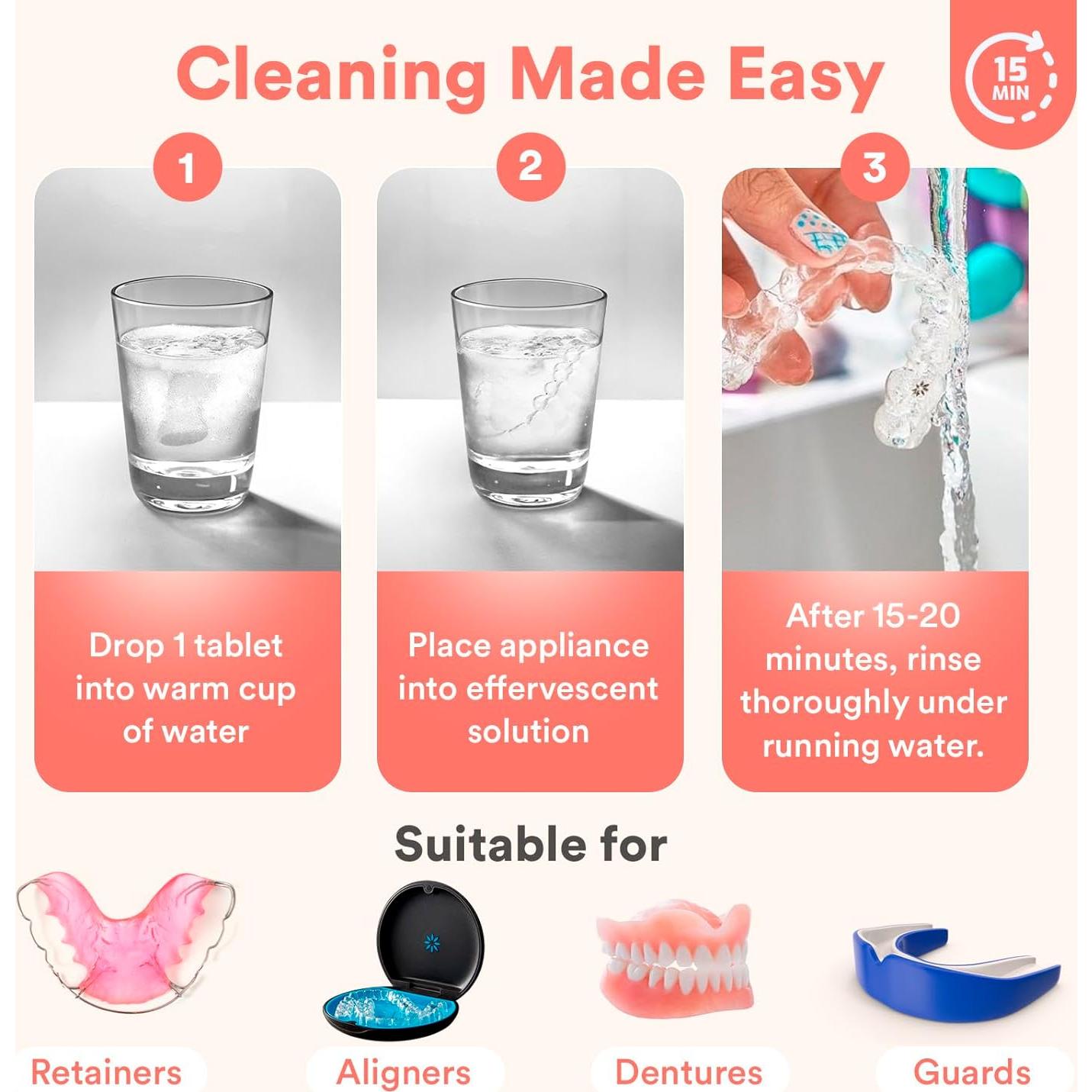 Tabletas de Limpieza Weiss Naturals para Retenedores - 30 Unidades