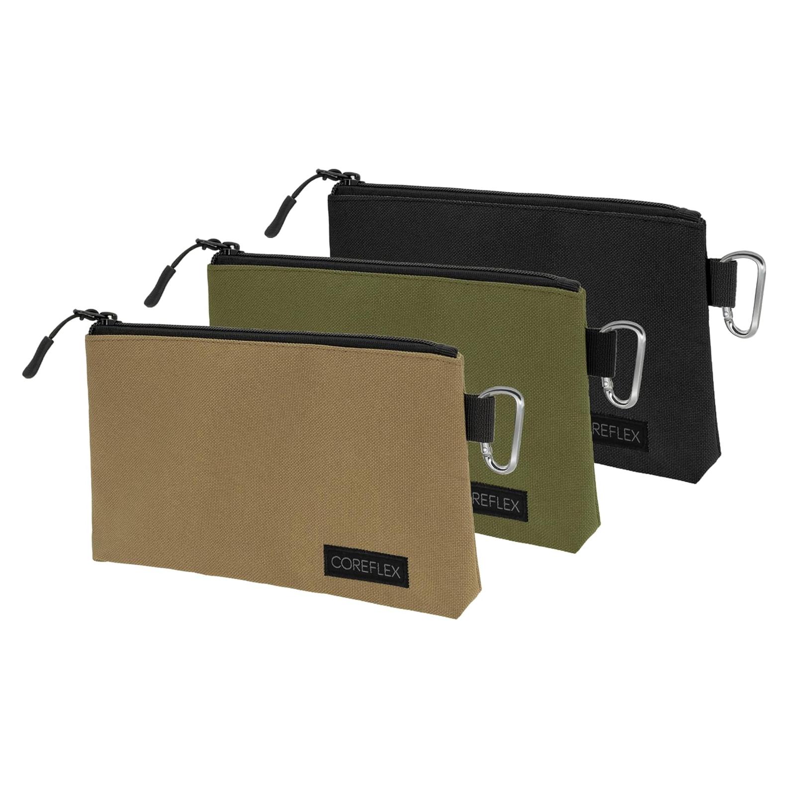 COREFLEX Premium Tool Pouch Zipper Bag, Small Tool Bag, Multipurpose Storage pouch, Heavy duty Flat Bottom Tool bag with YKK Zipper (3 pack Small 8inch)