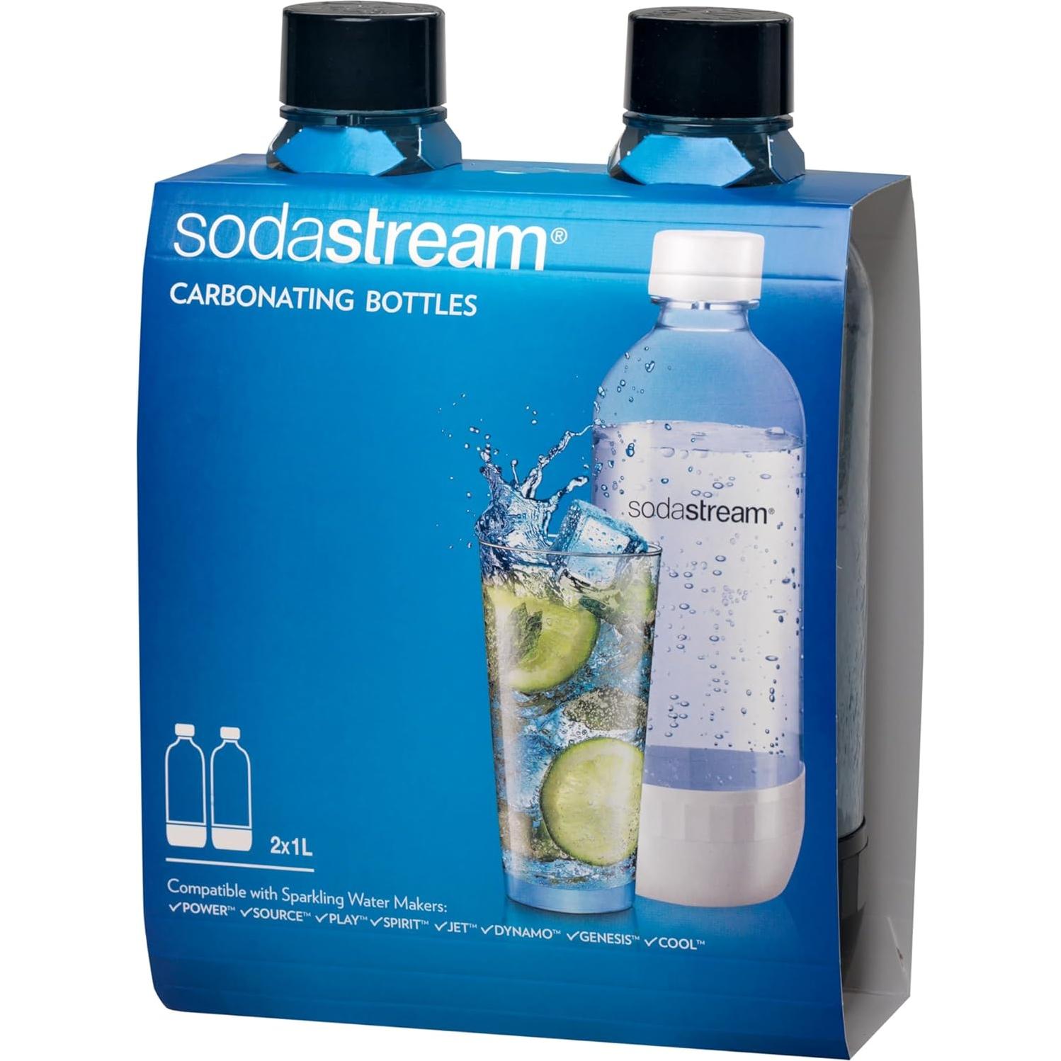Botellas de Carbonatación SodaStream 1L A Prueba de Lavavajillas - 2 Unidades