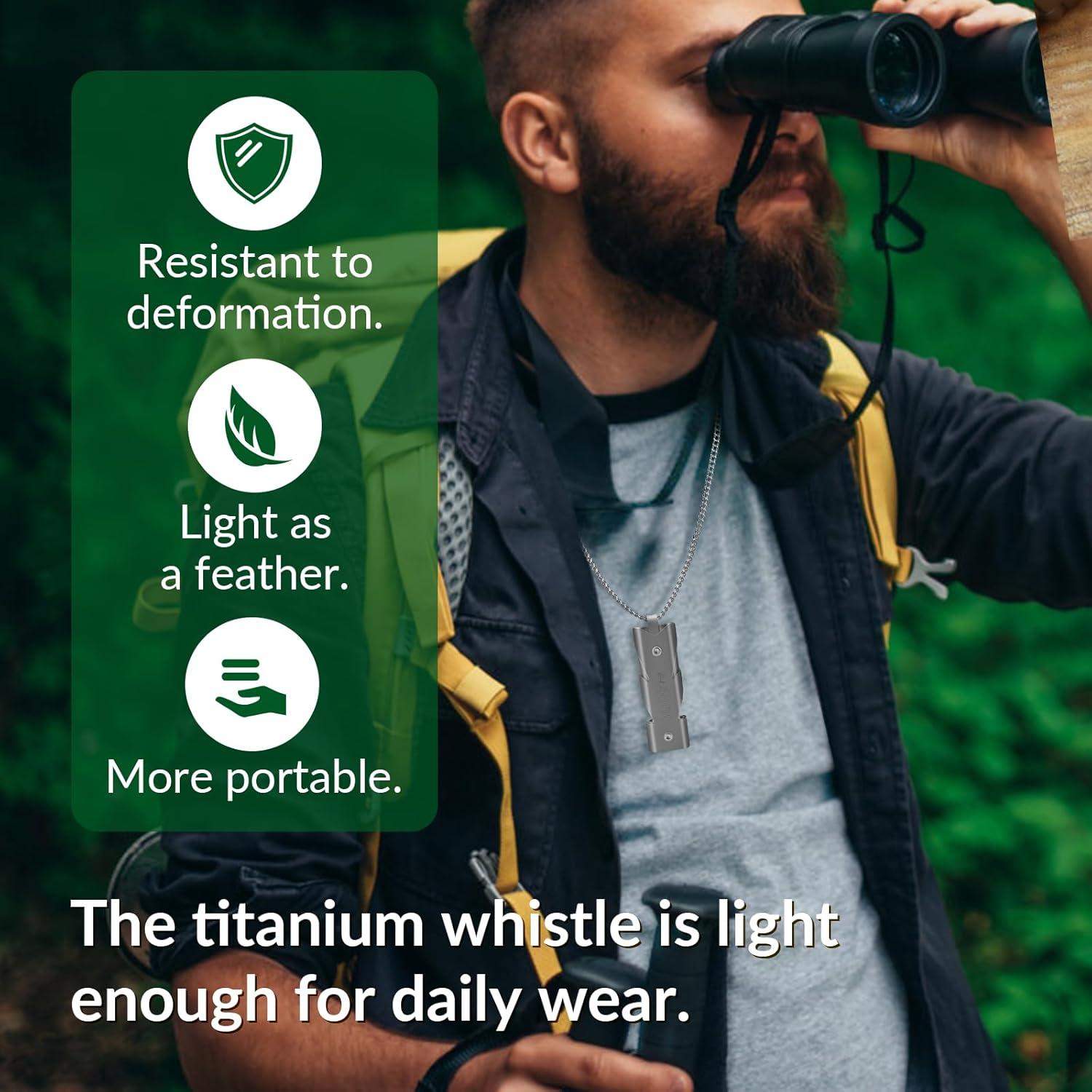 Silbato de Emergencia Titanio Tibitdeer KS013 120dB con Anillos