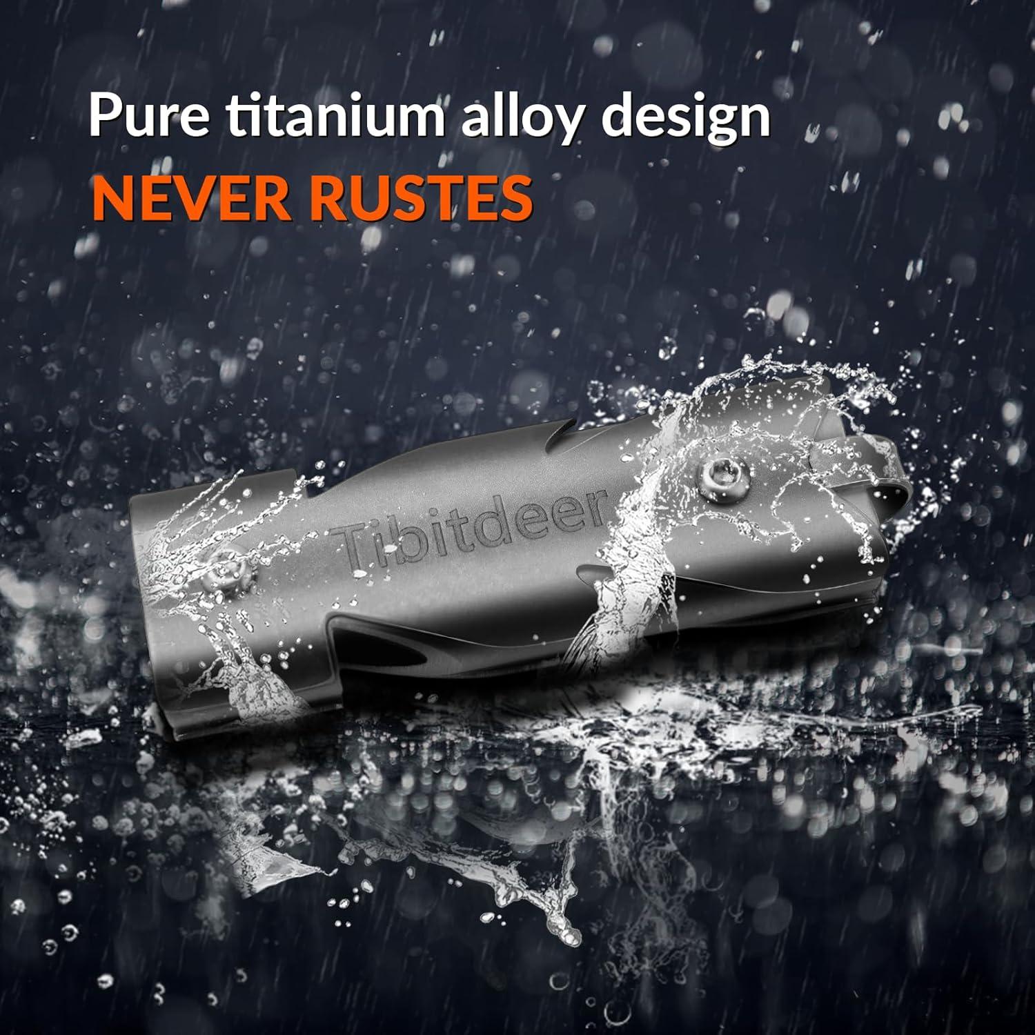 Silbato de Emergencia Titanio Tibitdeer KS013 120dB con Anillos