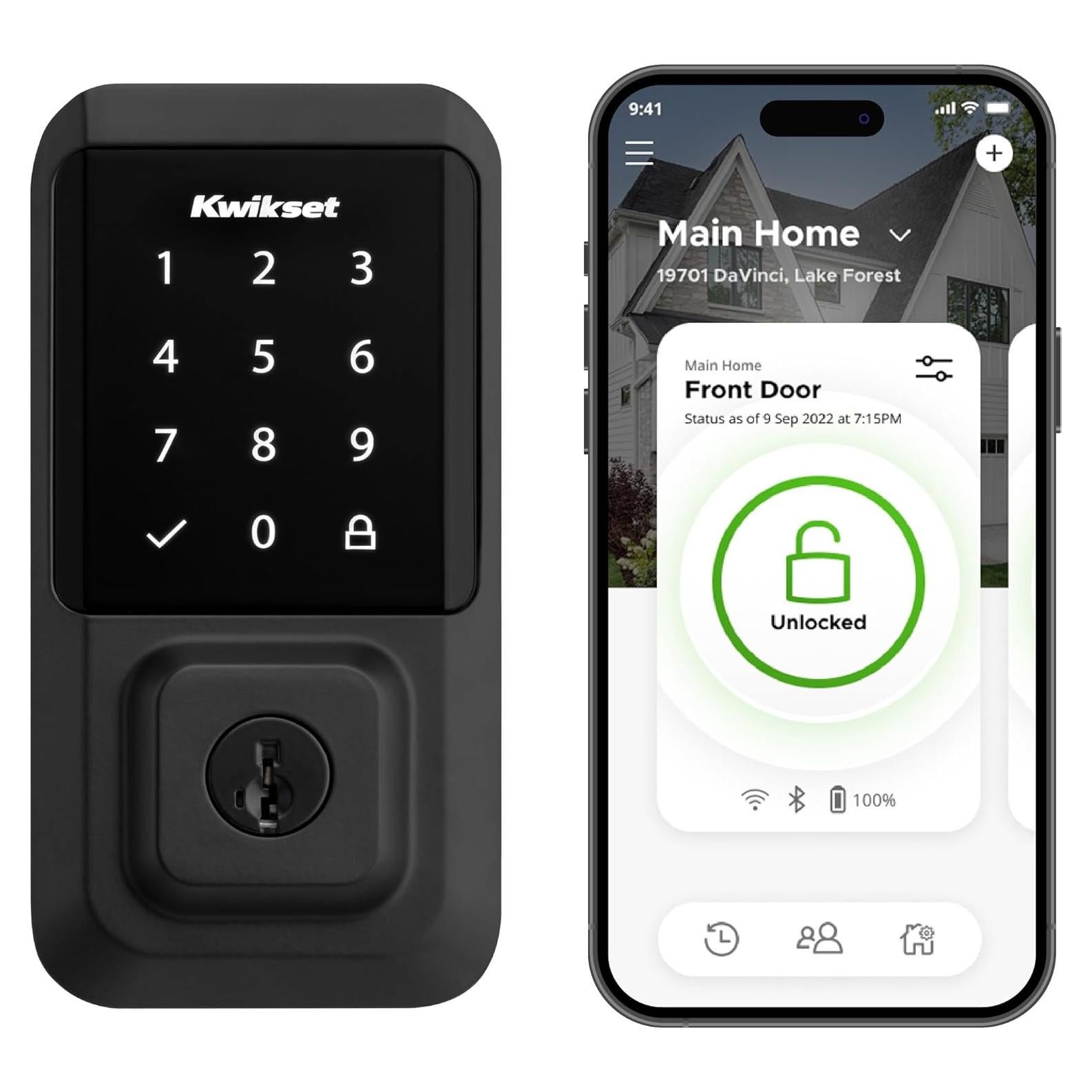 Cerradura Inteligente Kwikset Halo Wi-Fi, Pantalla Táctil, Negro Mate