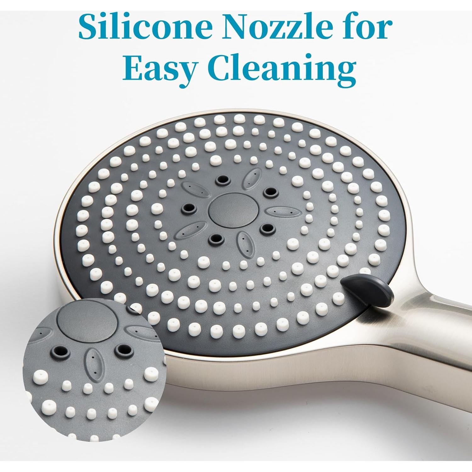 Cabezal de Ducha de Mano OFFO, Alta Presión 6 Modos Níquel Cepillado