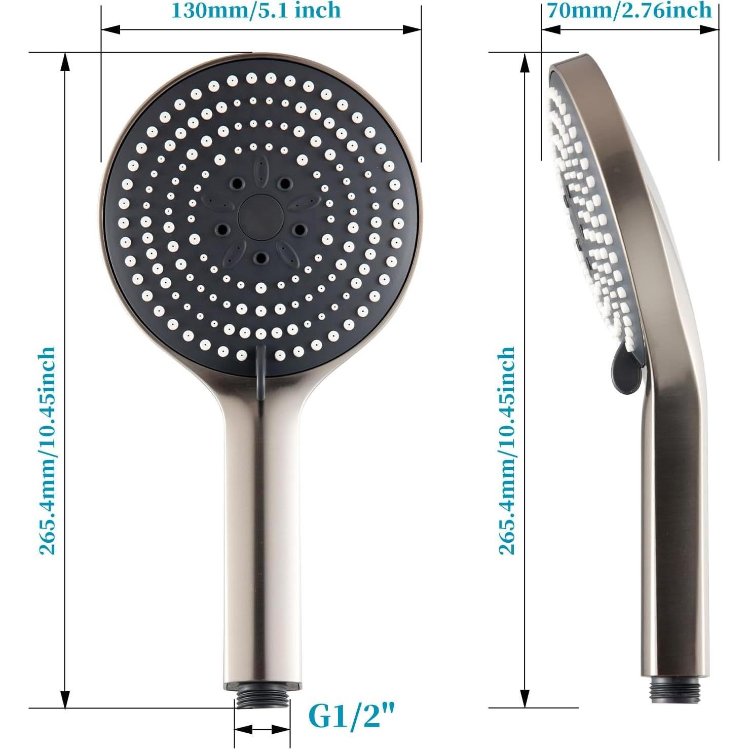 Cabezal de Ducha de Mano OFFO, Alta Presión 6 Modos Níquel Cepillado