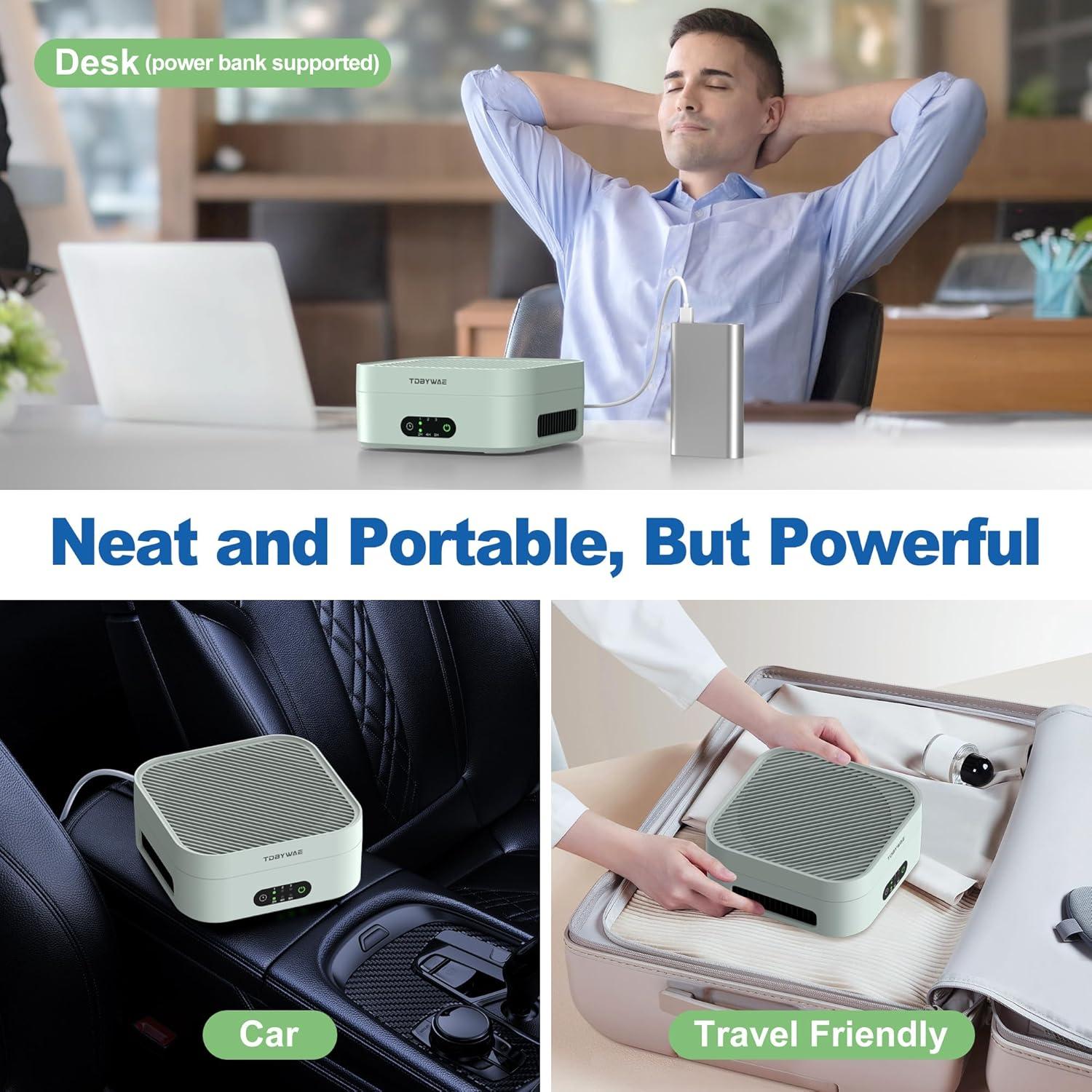 Purificador de Aire TDBYWAE H13 HEPA 21.3cm Verde Portátil