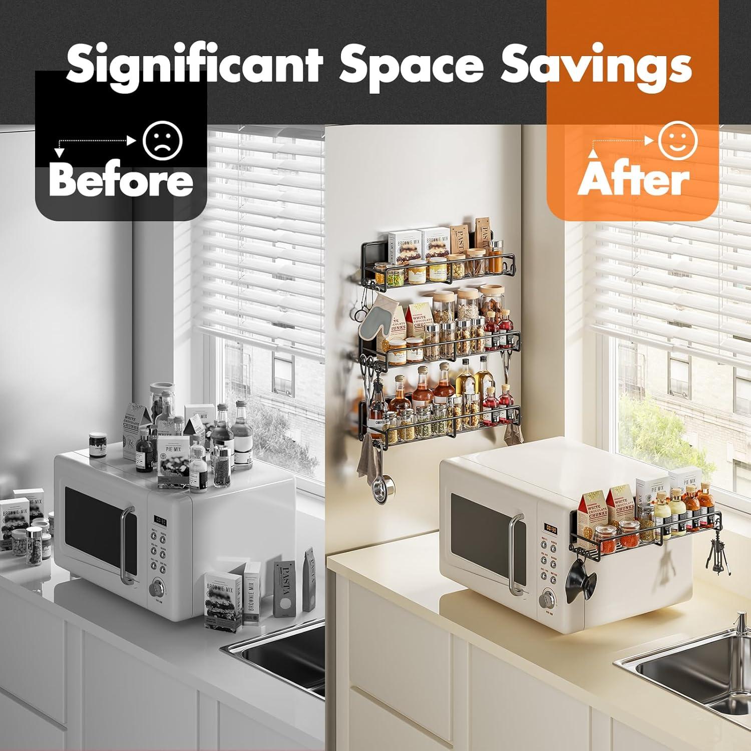 Estante Magnético para Especias SUNALLY - 4 Piezas, Negro