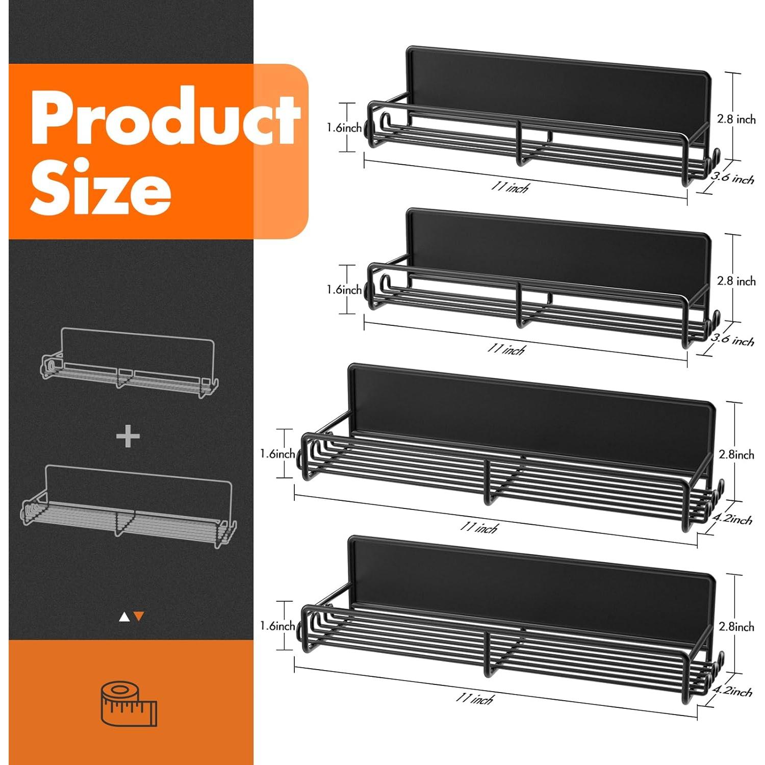 Estante Magnético para Especias SUNALLY - 4 Piezas, Negro