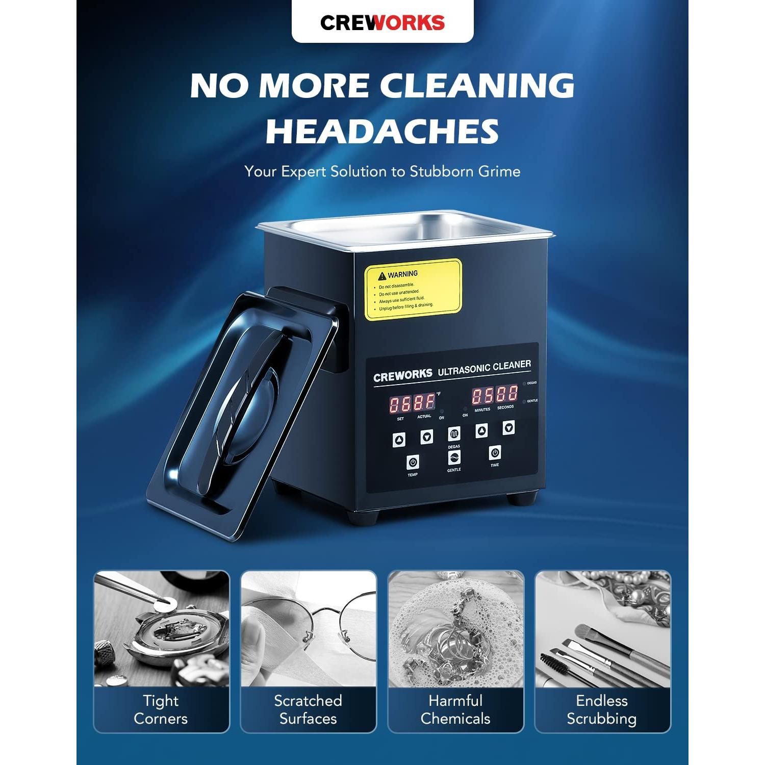 Limpiadora Ultrasónica Digital Creworks 2L 60W con Calentador