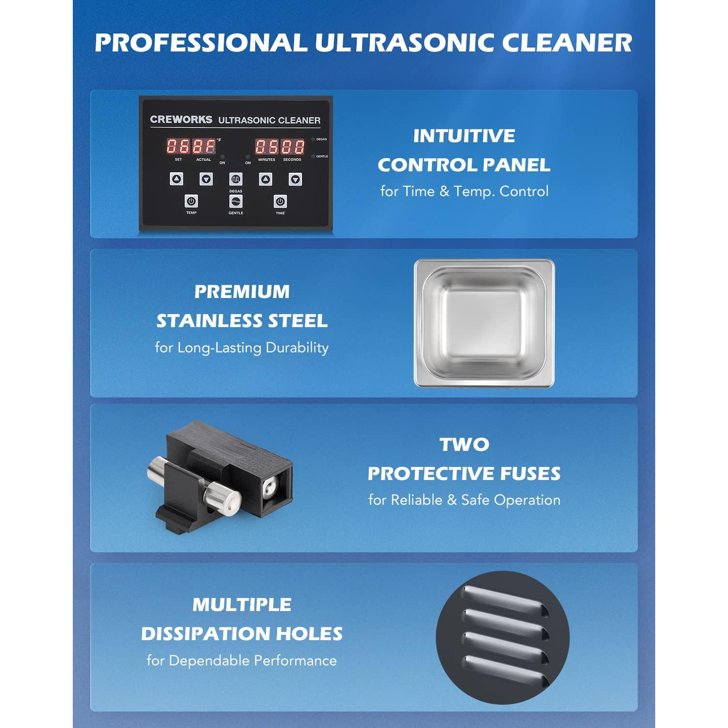 Limpiadora Ultrasónica Digital Creworks 2L 60W con Calentador