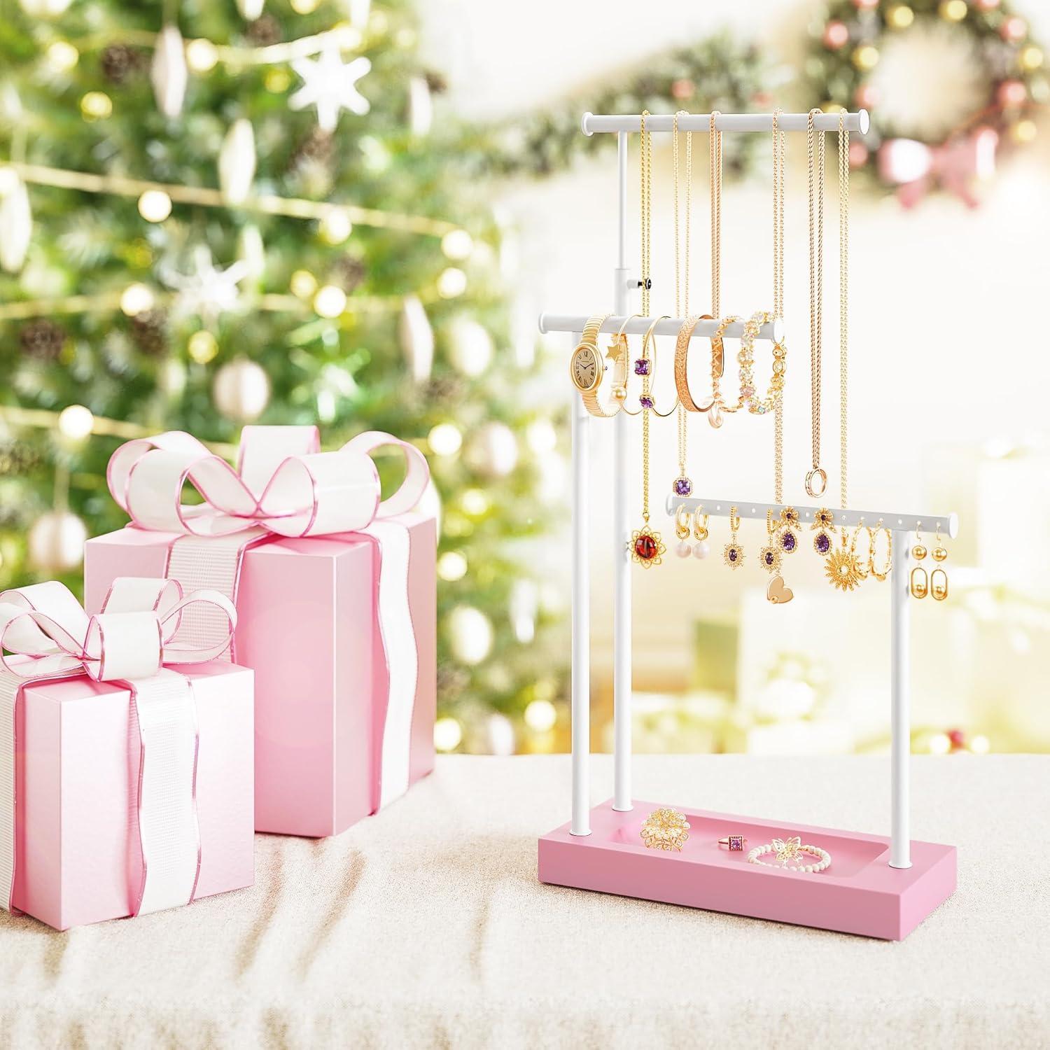 Organizador de Joyería SRIWATANA Rosa y Blanco, Soporte Alto