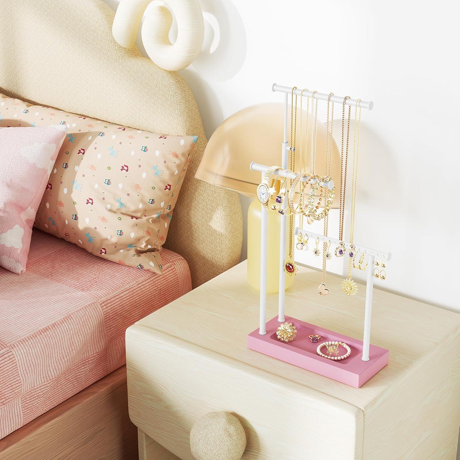 Organizador de Joyería SRIWATANA Rosa y Blanco, Soporte Alto