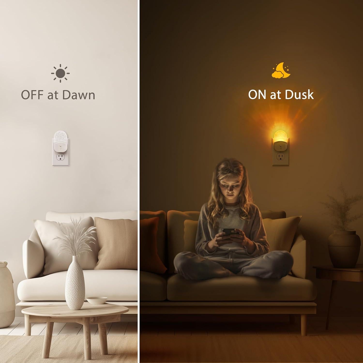 Luz Nocturna LED Briignite 2 Paquete Ámbar Regulable con Sensor