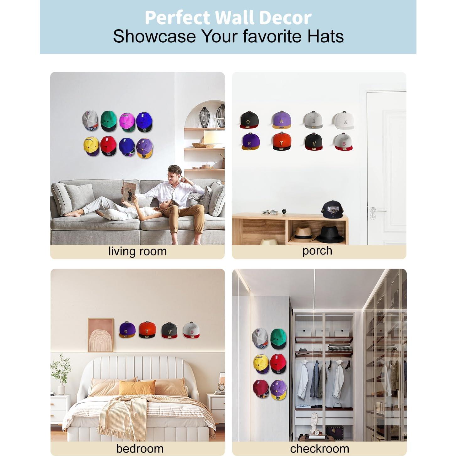 Ganchos Adhesivos para Sombreros MSKEI, Soporte Pared 4 Unidades