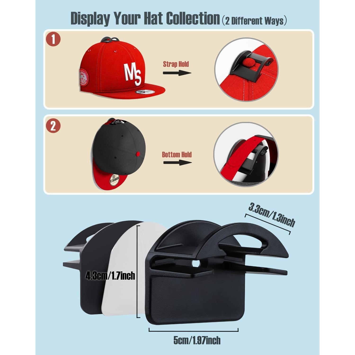 Ganchos Adhesivos para Sombreros MSKEI, Soporte Pared 4 Unidades