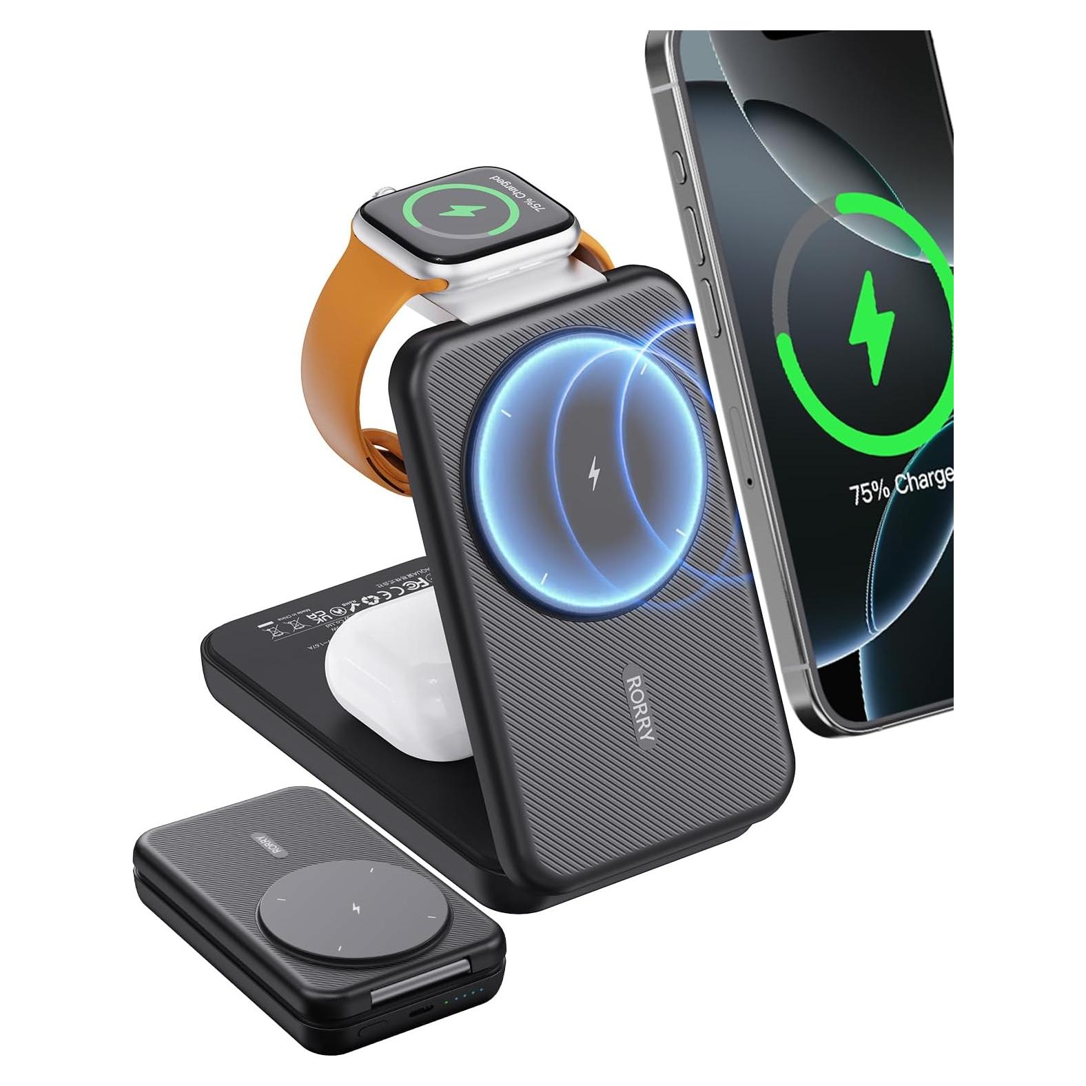 Cargador Portátil RORRY 3 en 1 10000mAh para iPhone y Apple Watch