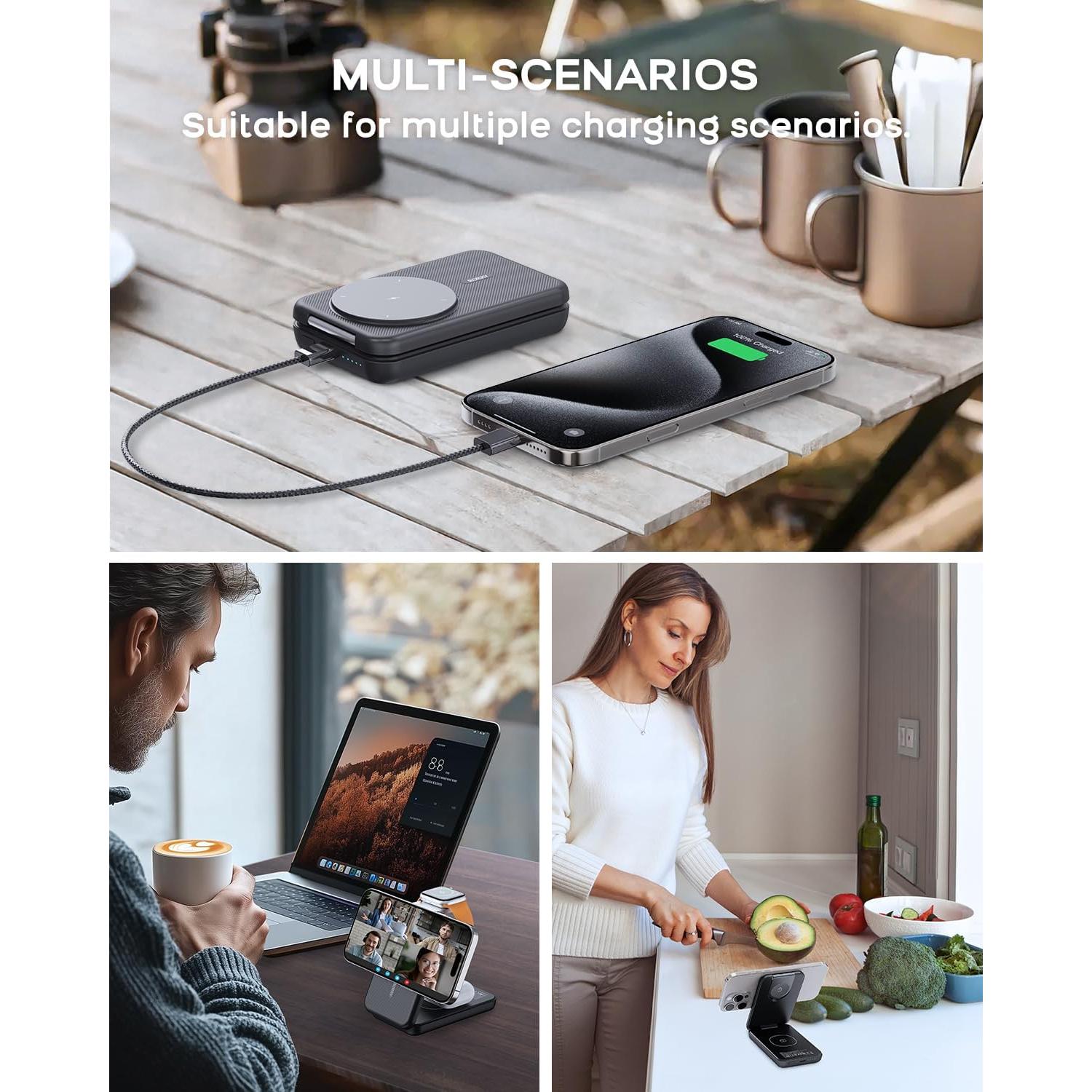 Cargador Portátil RORRY 3 en 1 10000mAh para iPhone y Apple Watch