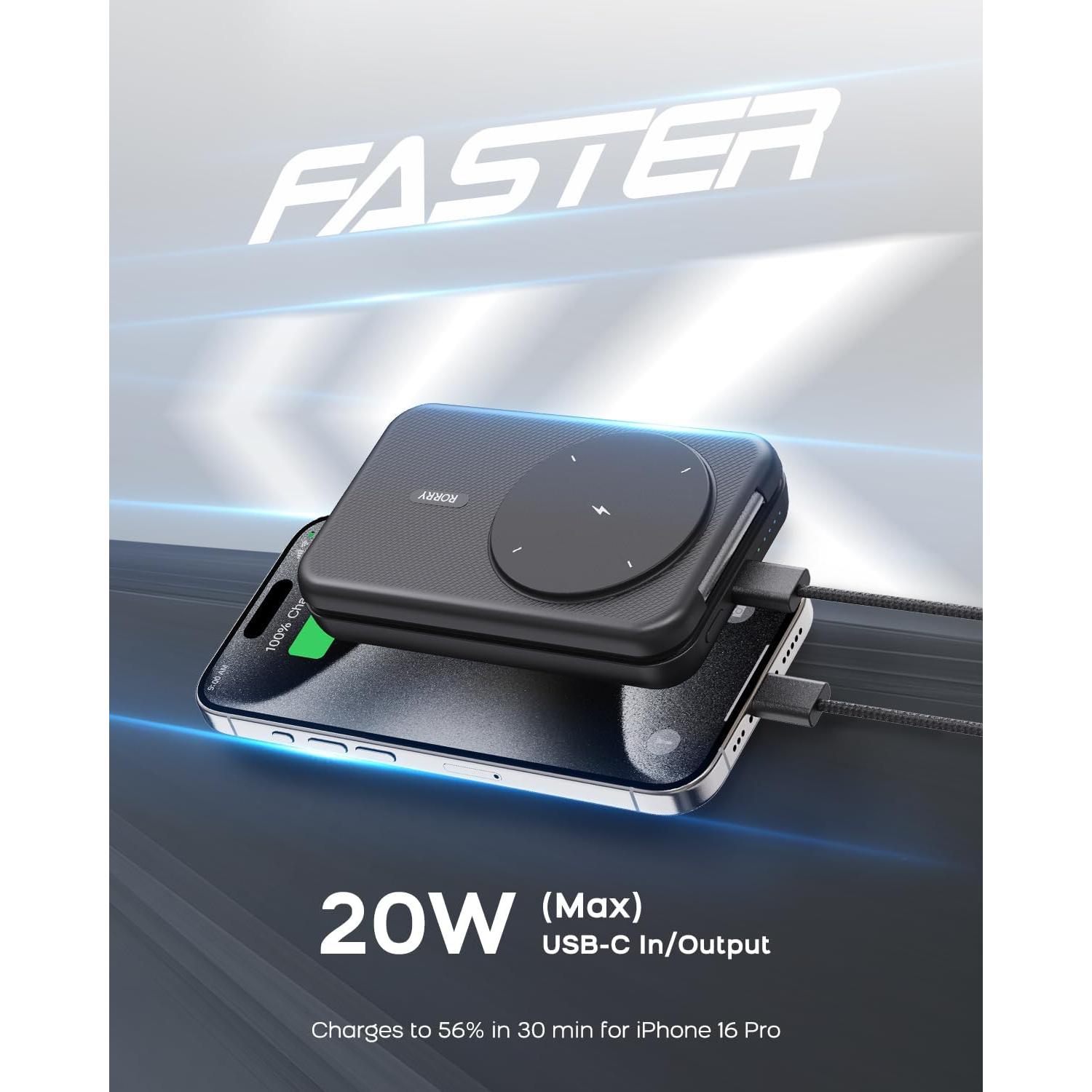 Cargador Portátil RORRY 3 en 1 10000mAh para iPhone y Apple Watch