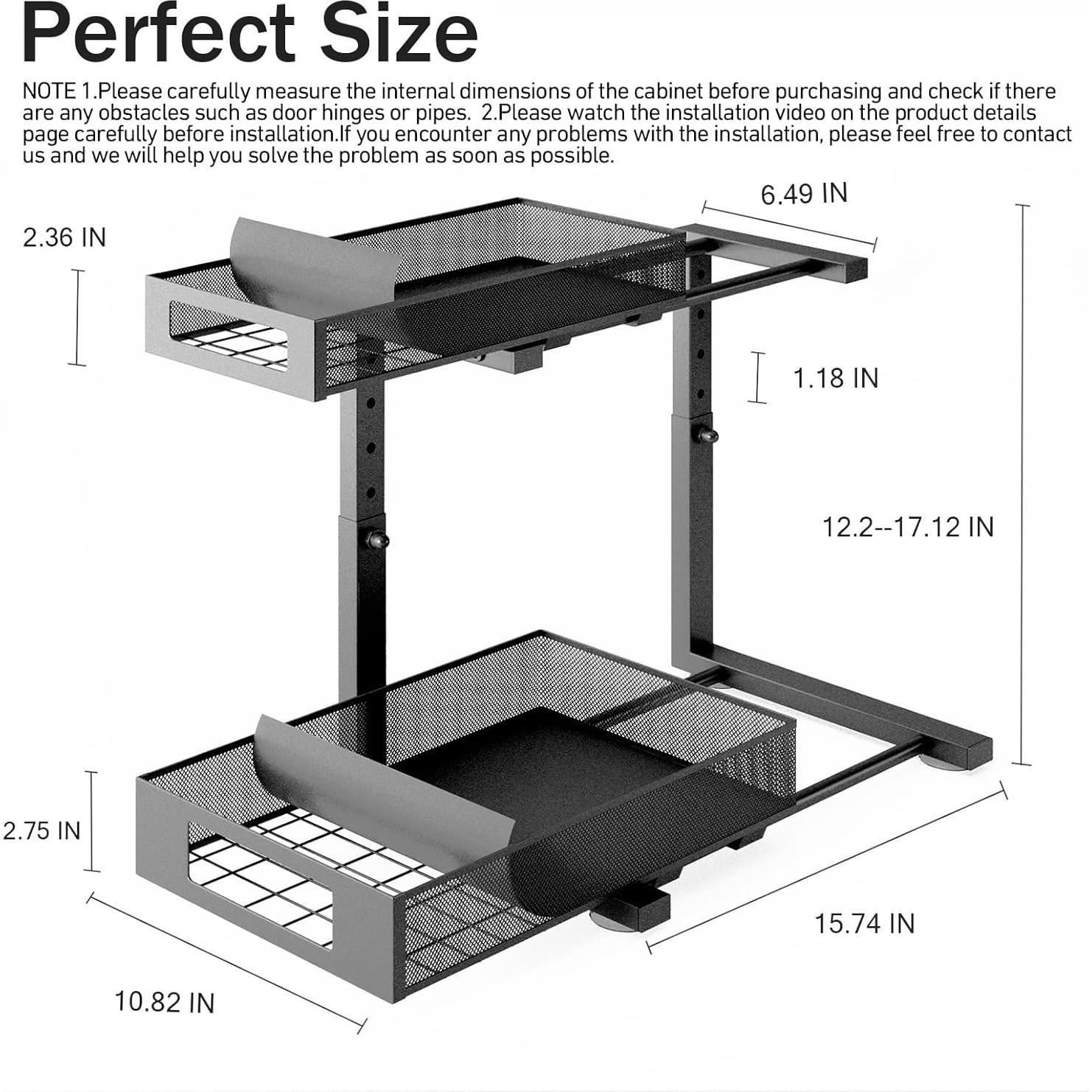 Organizador Bajo Fregadero Biboraya 2 Niveles Ajustable Negro