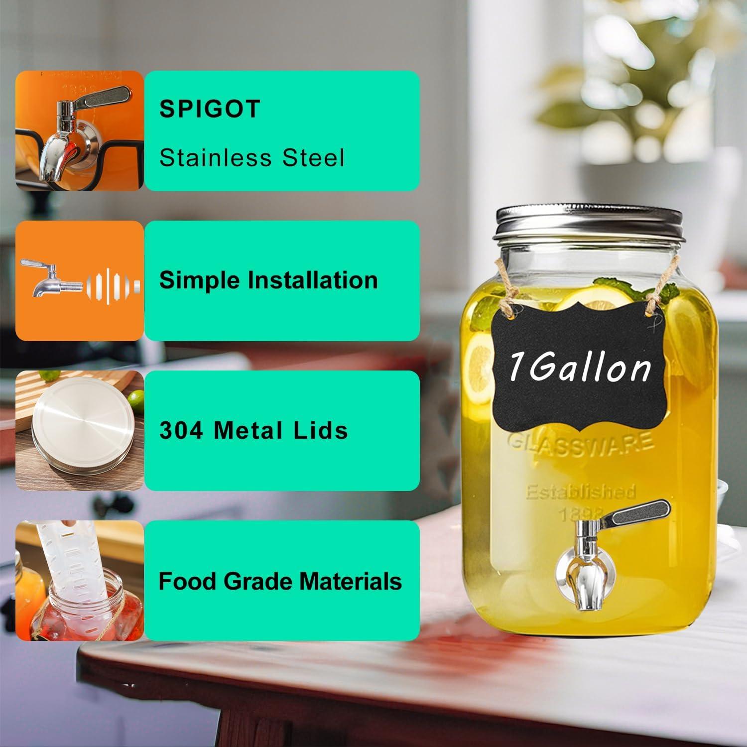 Dispensador de Bebidas de Vidrio 3.78L 2 Piezas Galssmagic