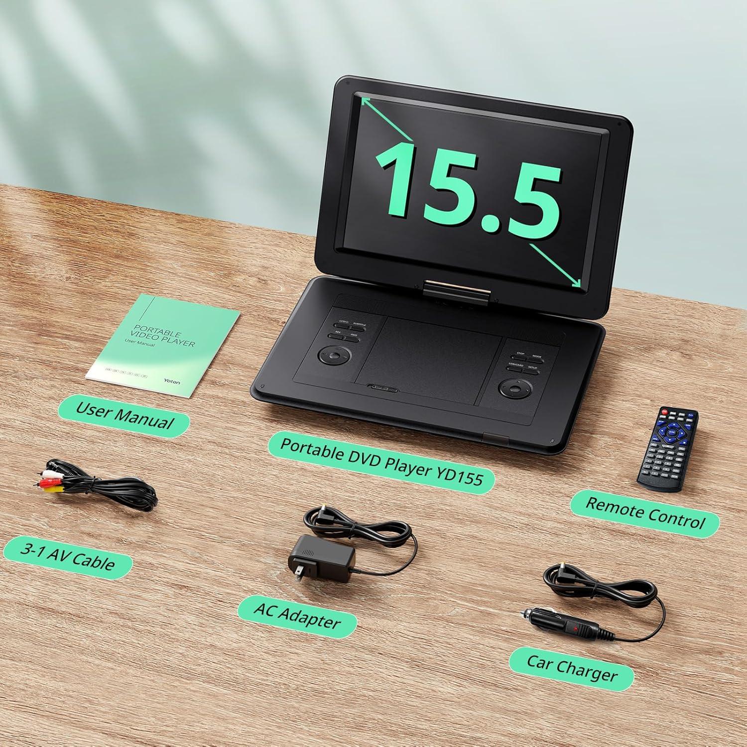 Reproductor DVD Portátil YOTON YD155 15.5" HD para Coche