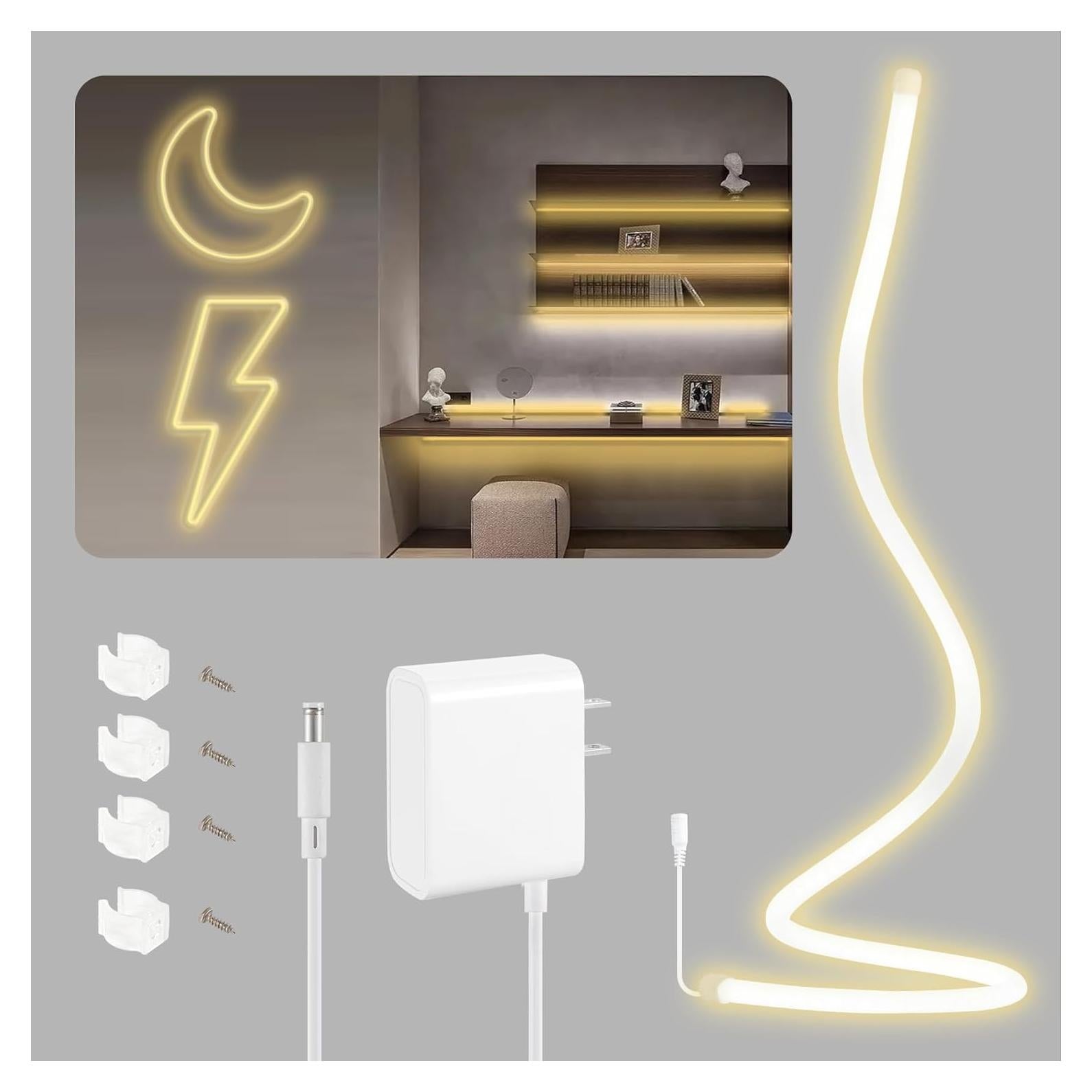 Luces de Cuerda de Neón LED HOUHUI 1m Blanca Cálida IP65