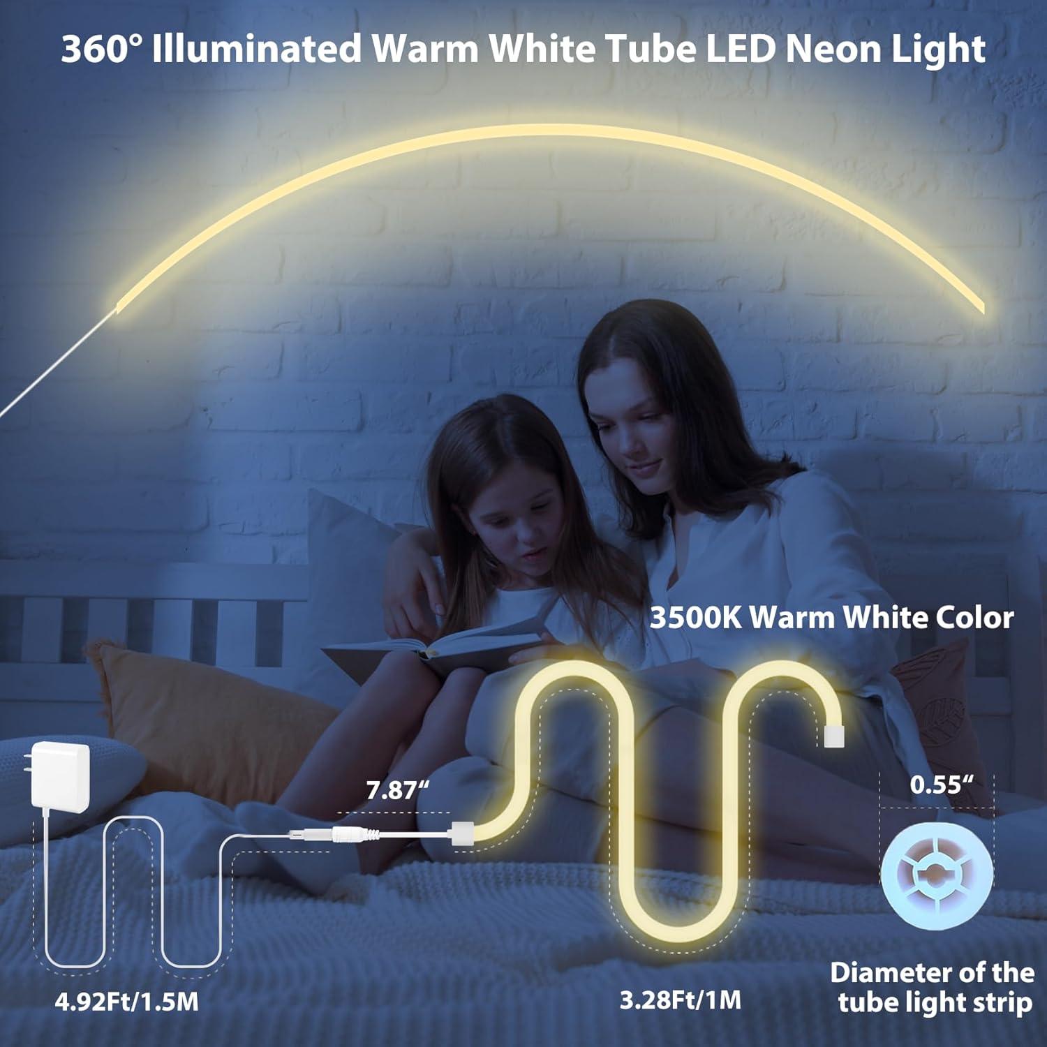 Luces de Cuerda de Neón LED HOUHUI 1m Blanca Cálida IP65