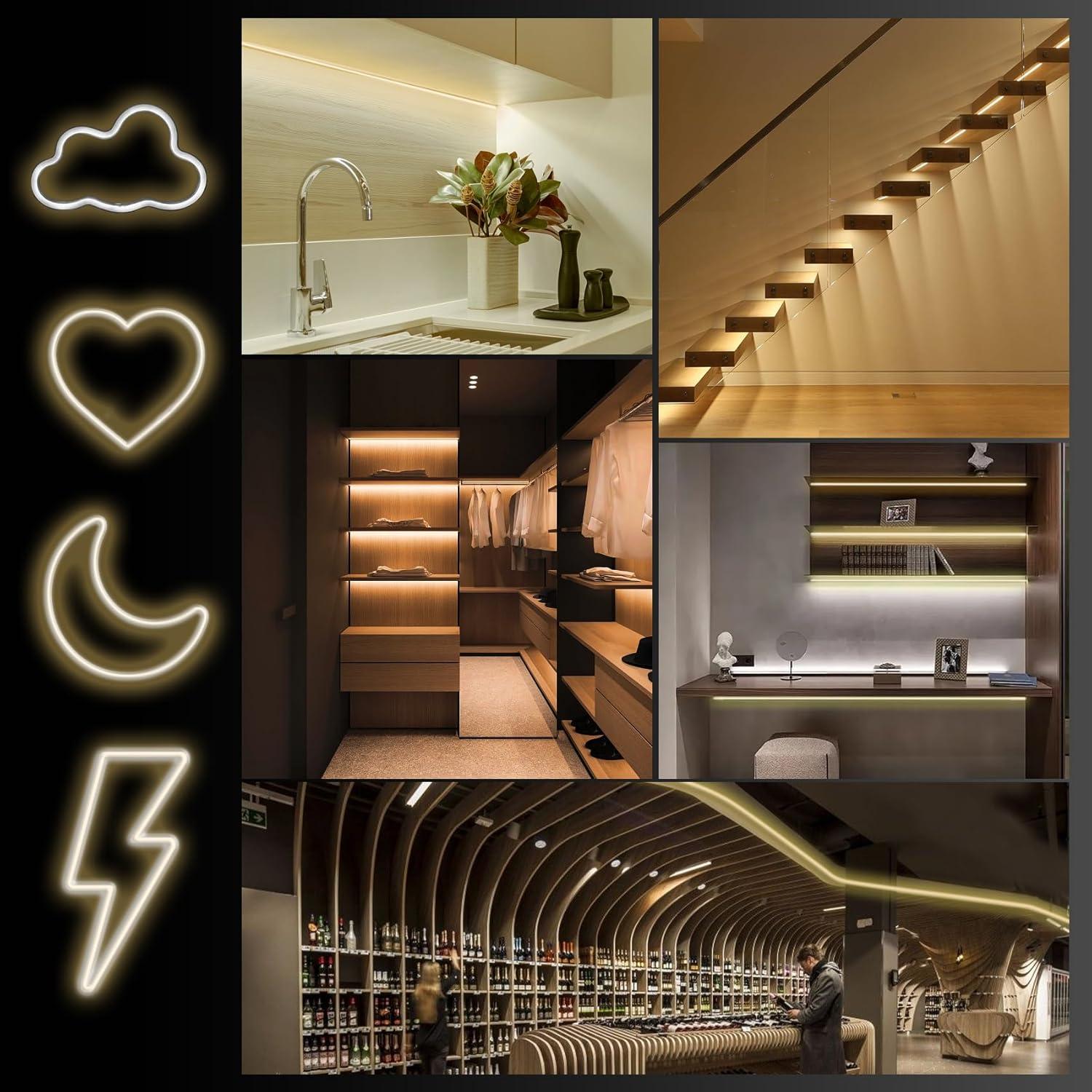 Luces de Cuerda de Neón LED HOUHUI 1m Blanca Cálida IP65