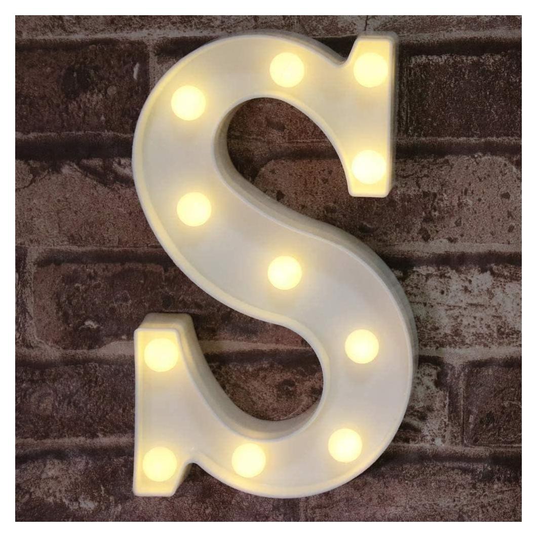 Luz LED Decorativa Letra S Pooqla - 27 Caracteres Alfabéticos