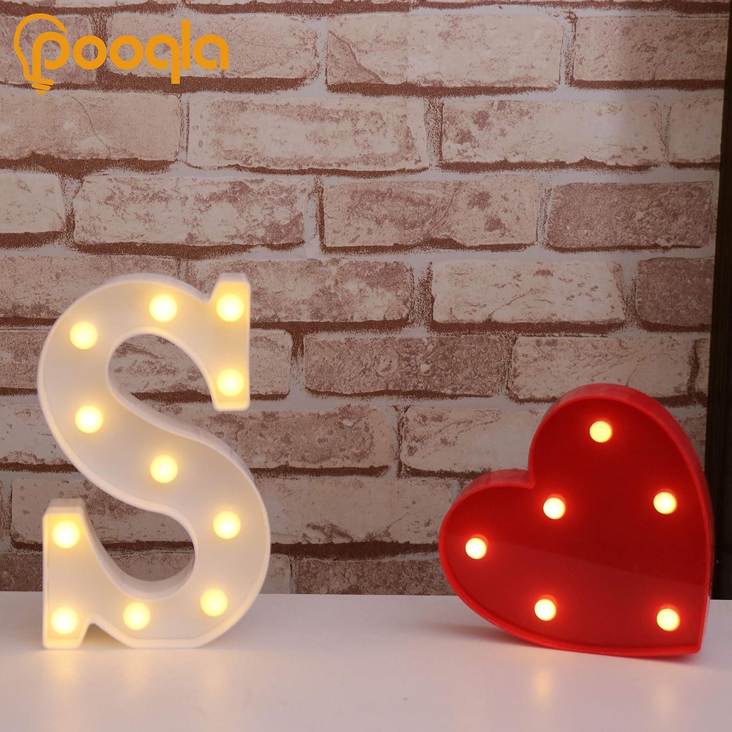Luz LED Decorativa Letra S Pooqla - 27 Caracteres Alfabéticos