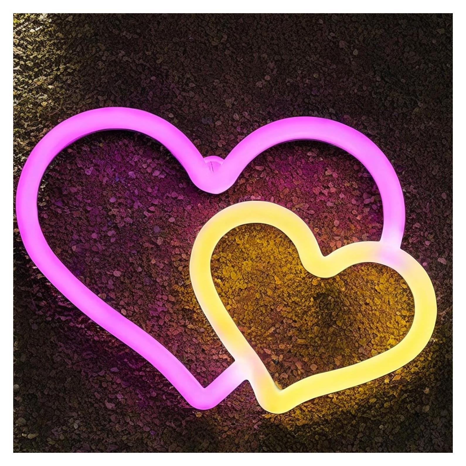 Luz de Neón Rosa Corazón BRIGHTDECK con USB y Pilas