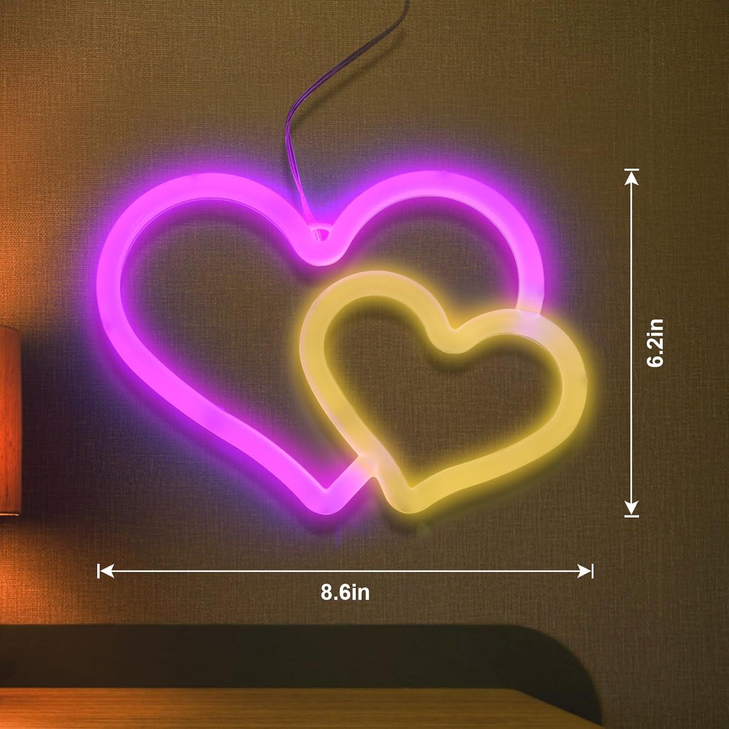 Luz de Neón Rosa Corazón BRIGHTDECK con USB y Pilas